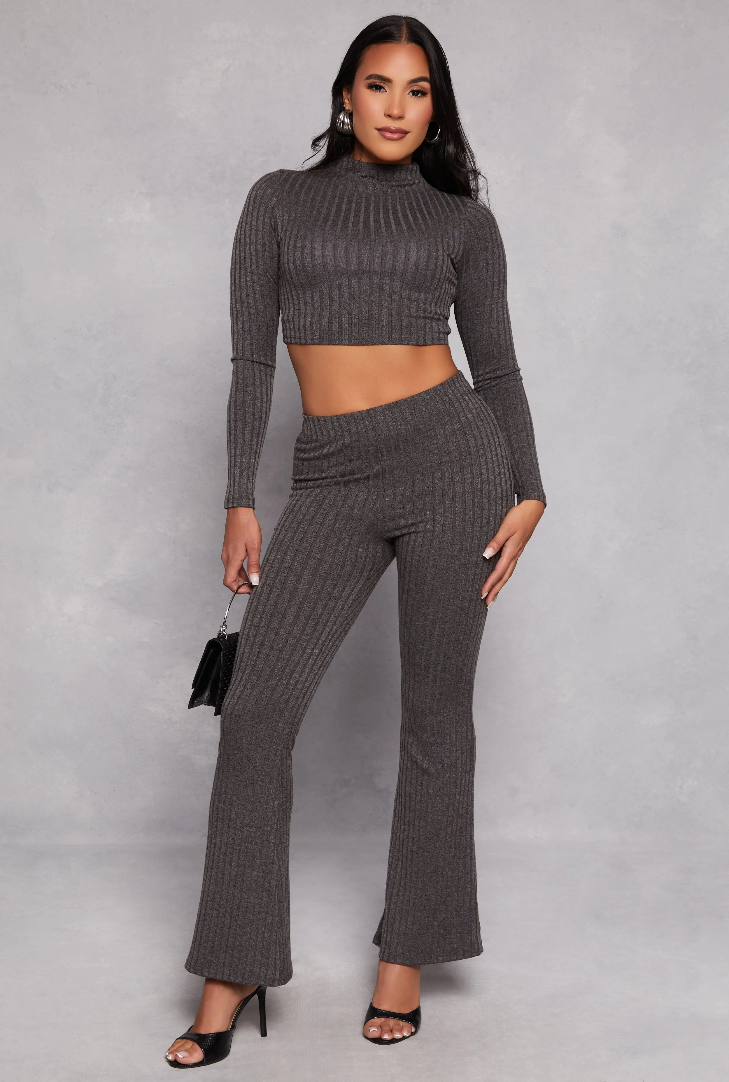 Ribbed Knit Mock Neck Crop Top sold by Rainbow product image thumbnail 2