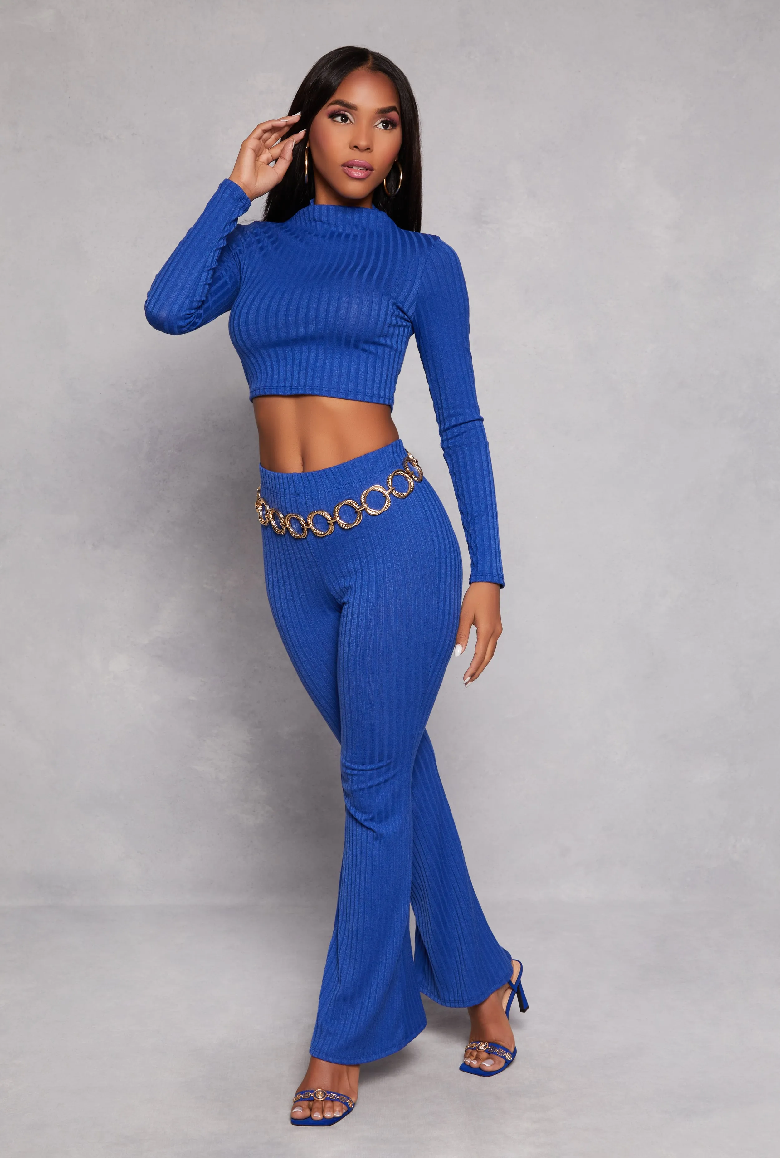 Ribbed Knit Mock Neck Crop Top sold by Rainbow product image thumbnail 2