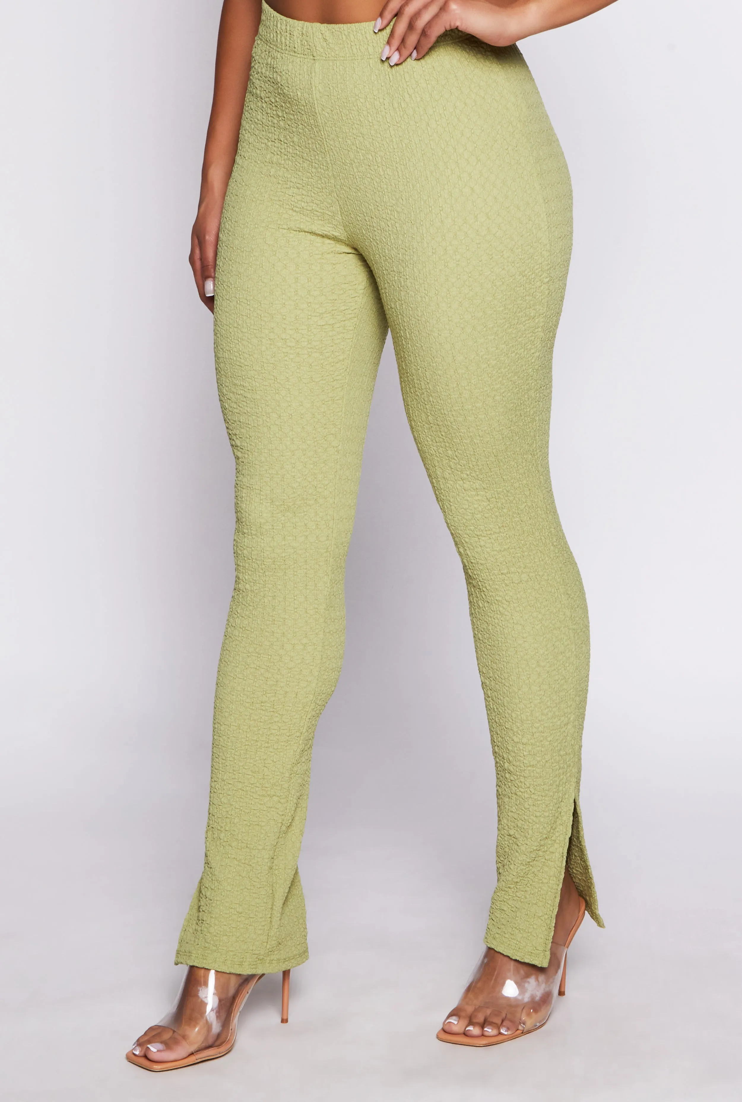 Textured Knit Slit Hem Pull On Pants sold by Rainbow product image thumbnail 2