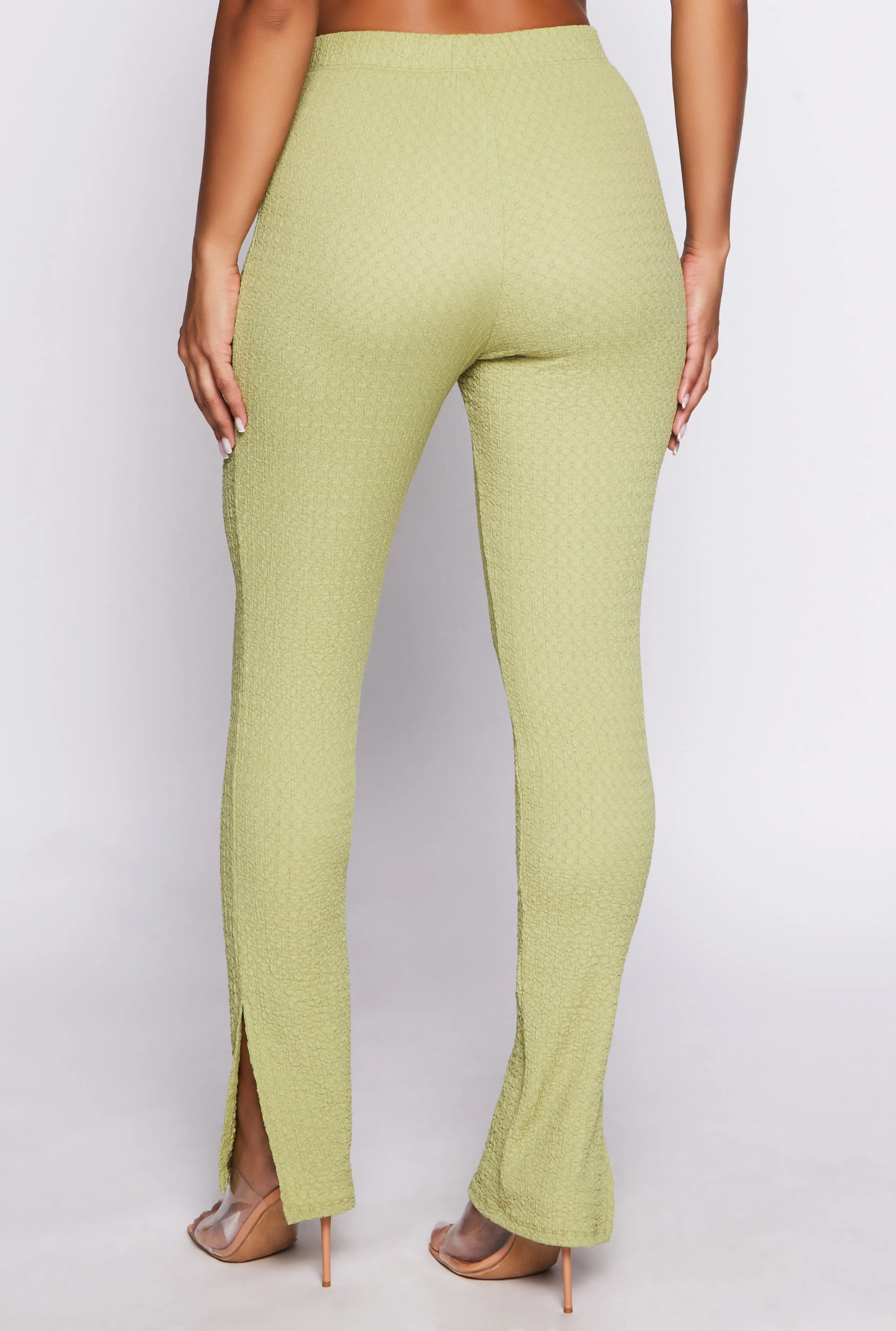 Textured Knit Slit Hem Pull On Pants sold by Rainbow product image thumbnail 3