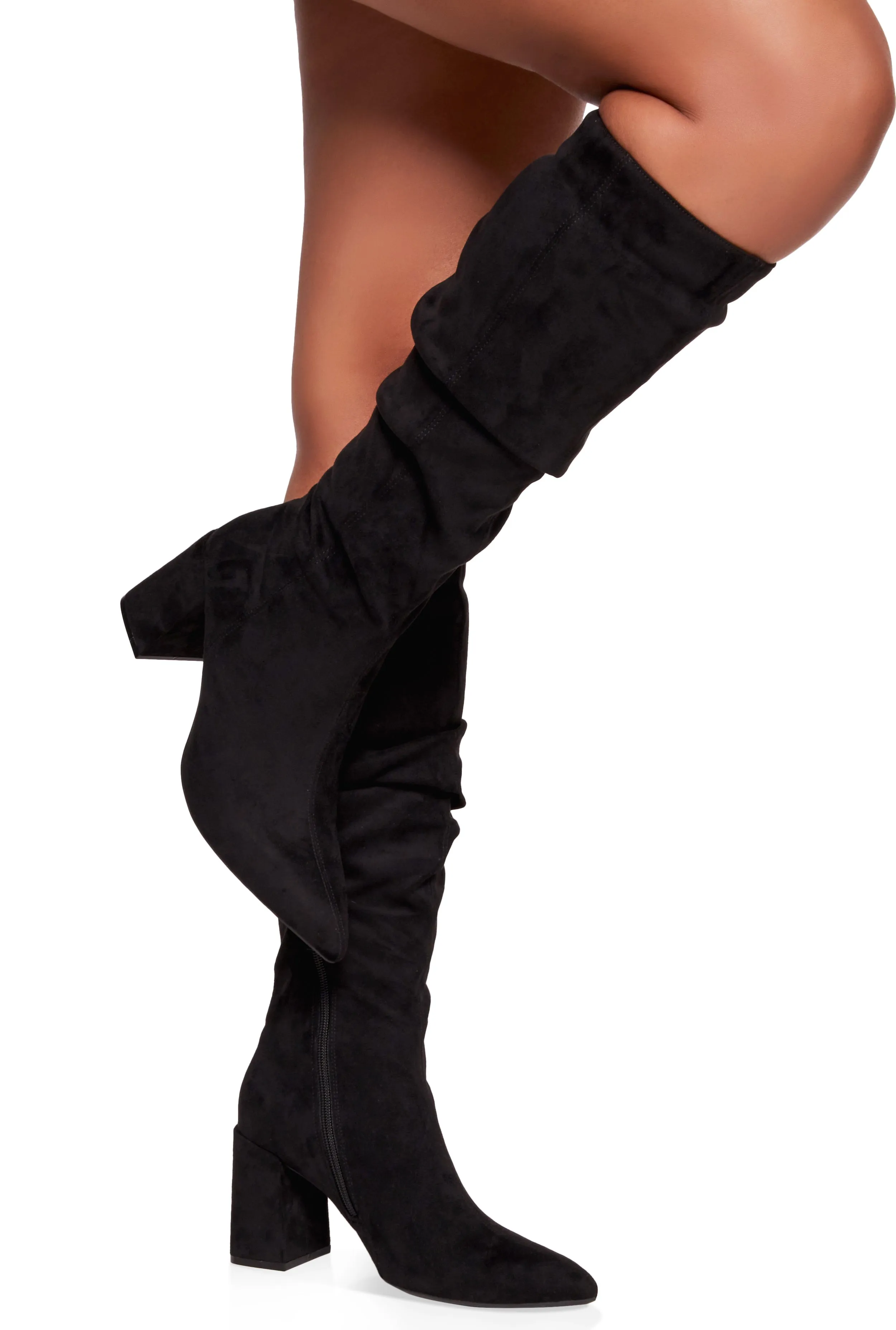 Block Heel Slouch Knee High Boots sold by Rainbow