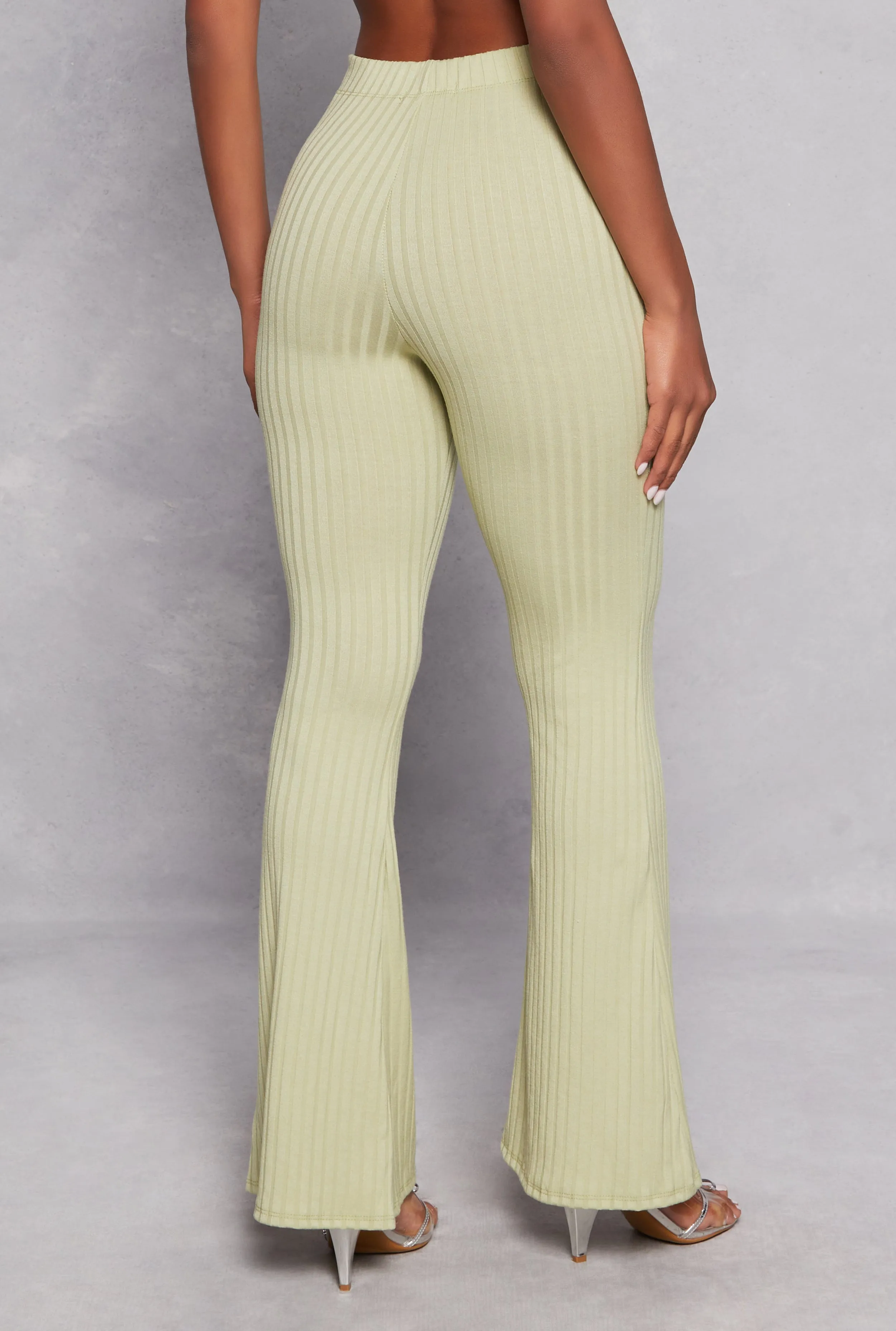 Ribbed Knit High Waist Flare Pants sold by Rainbow product image thumbnail 3