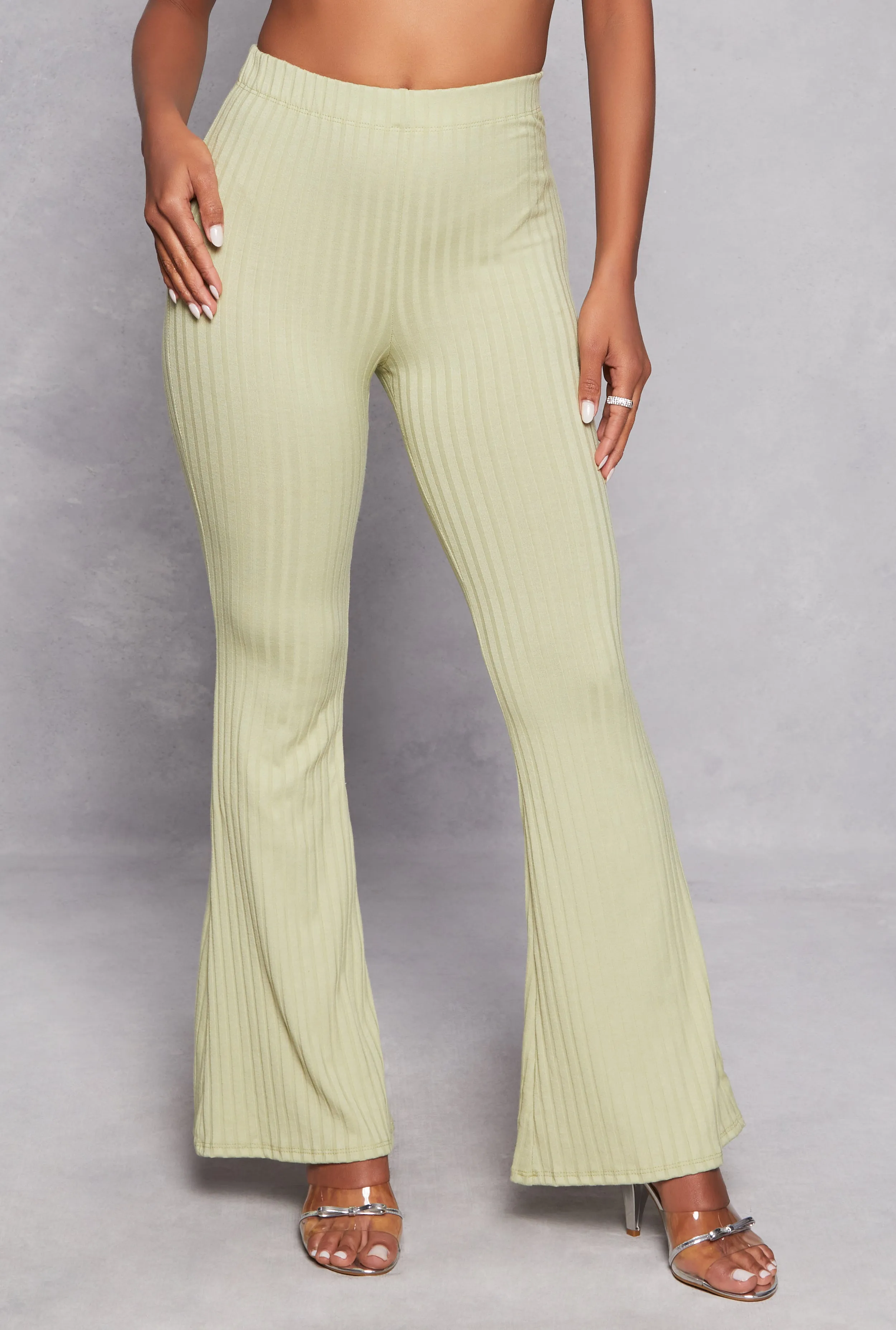 Ribbed Knit High Waist Flare Pants sold by Rainbow product image thumbnail 2