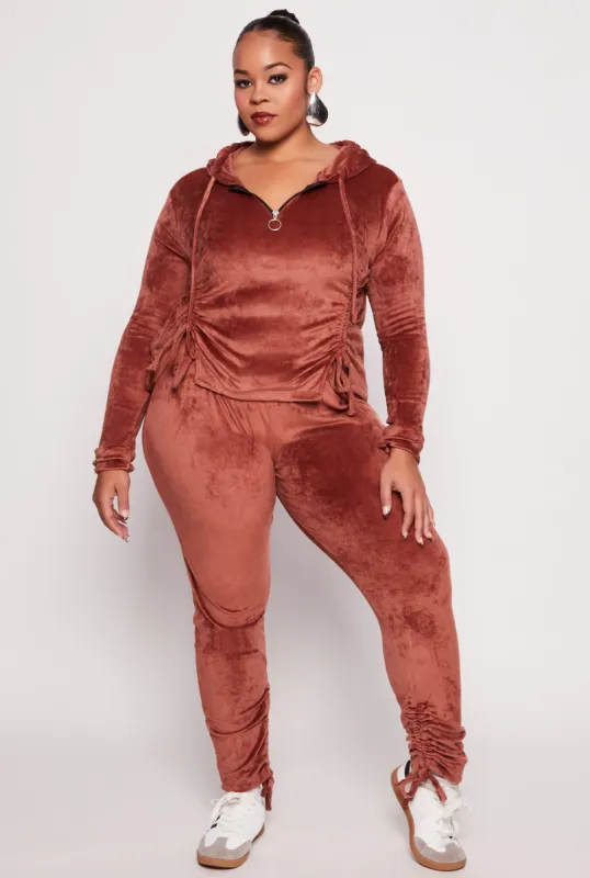 Plus Size Velour Ruched Leg Sweatpants sold by Rainbow