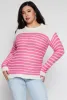 Plus Size Crew Neck Striped Sweater sold by Rainbow