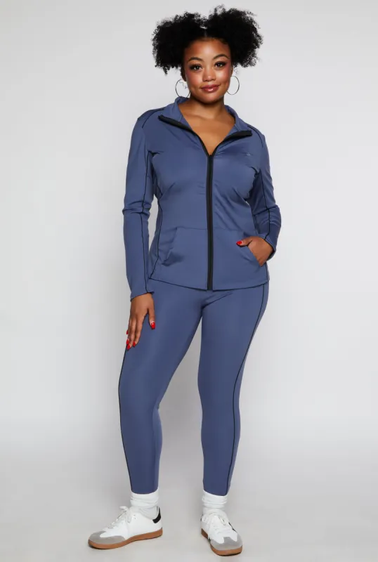 Plus Size Contrast Trim Active Leggings sold by Rainbow