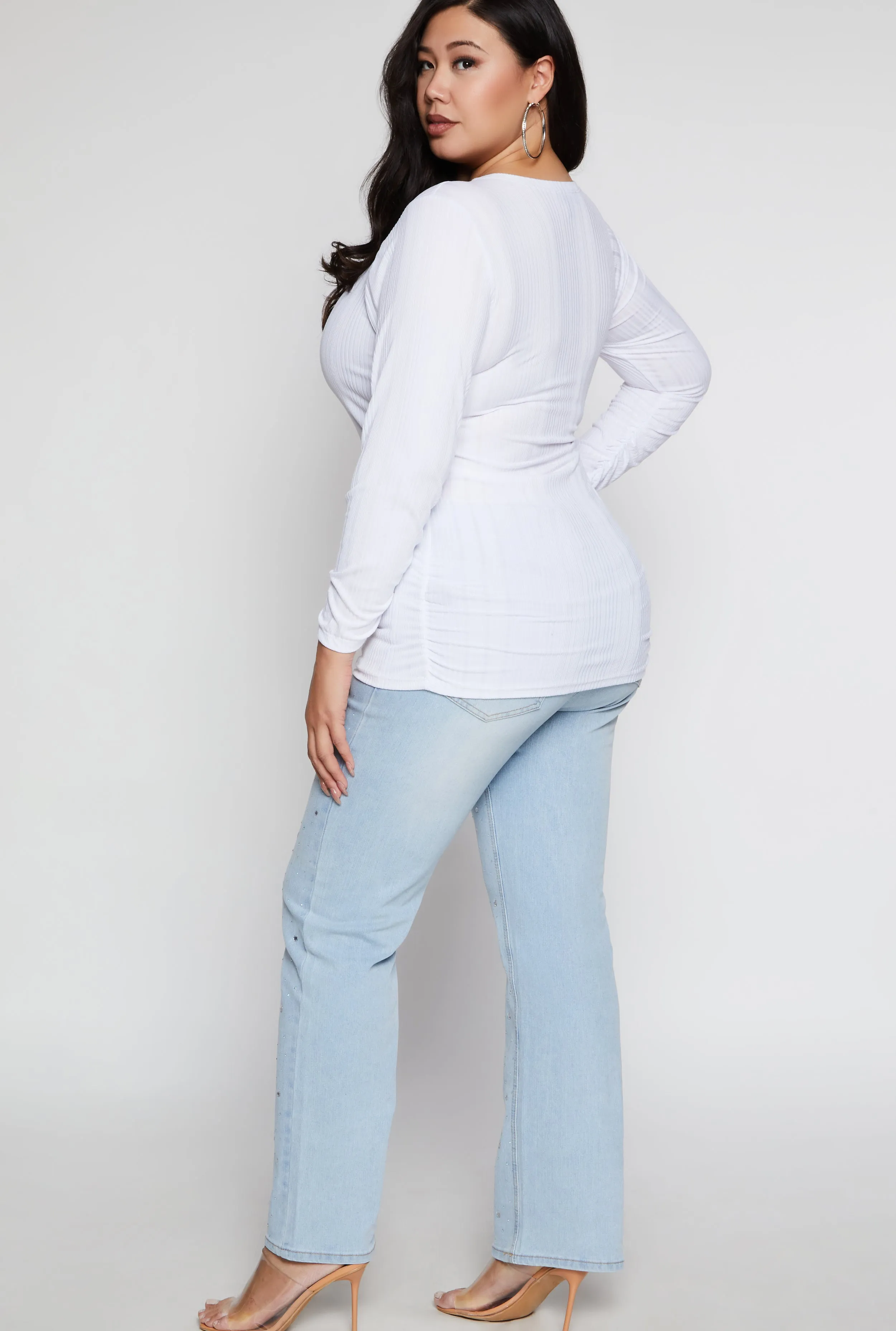 Plus Size Shadow Stripe Ruched Blouse sold by Rainbow product image thumbnail 3