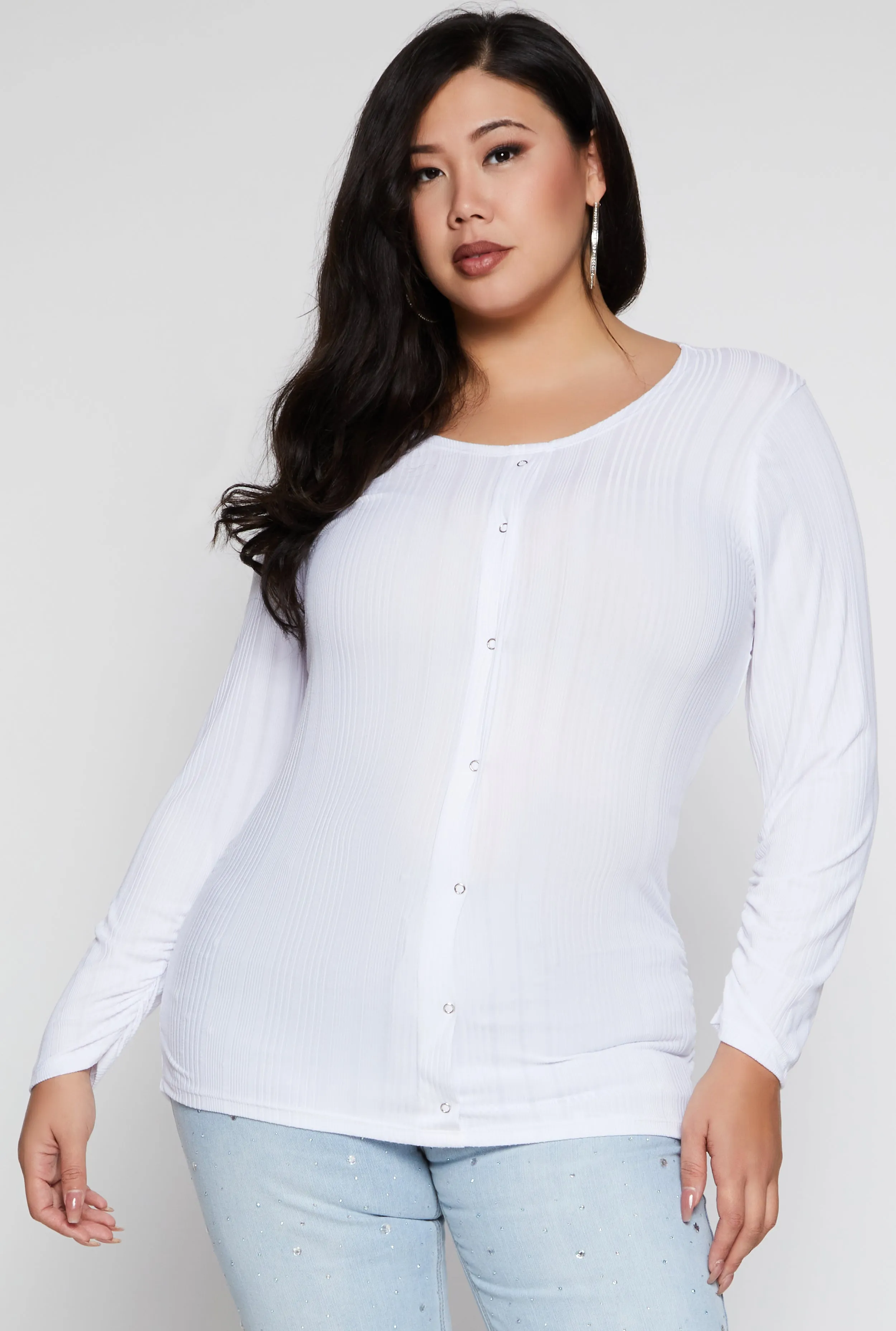Plus Size Shadow Stripe Ruched Blouse sold by Rainbow