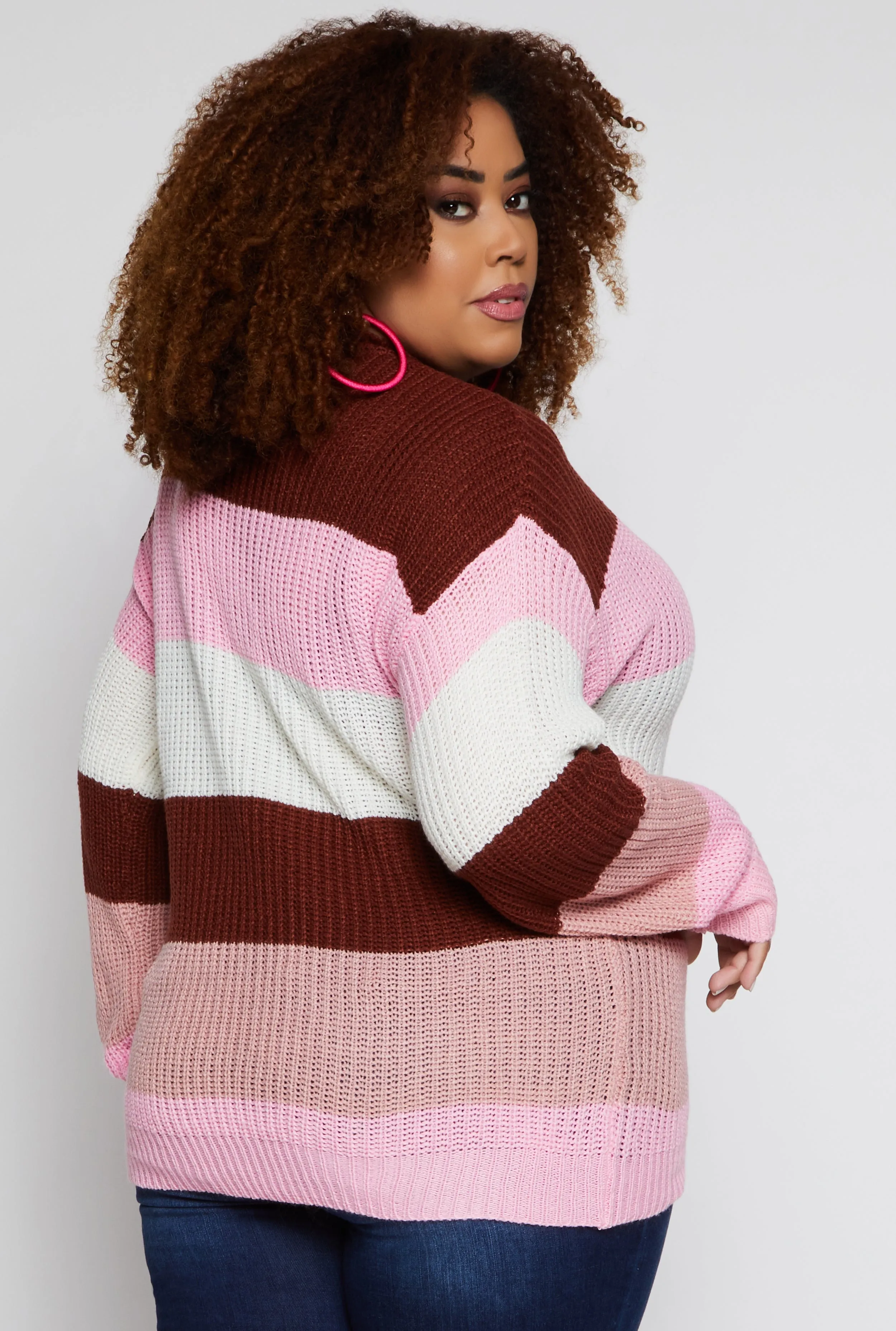 Plus Size Color Block Stripe Sweater sold by Rainbow product image thumbnail 3