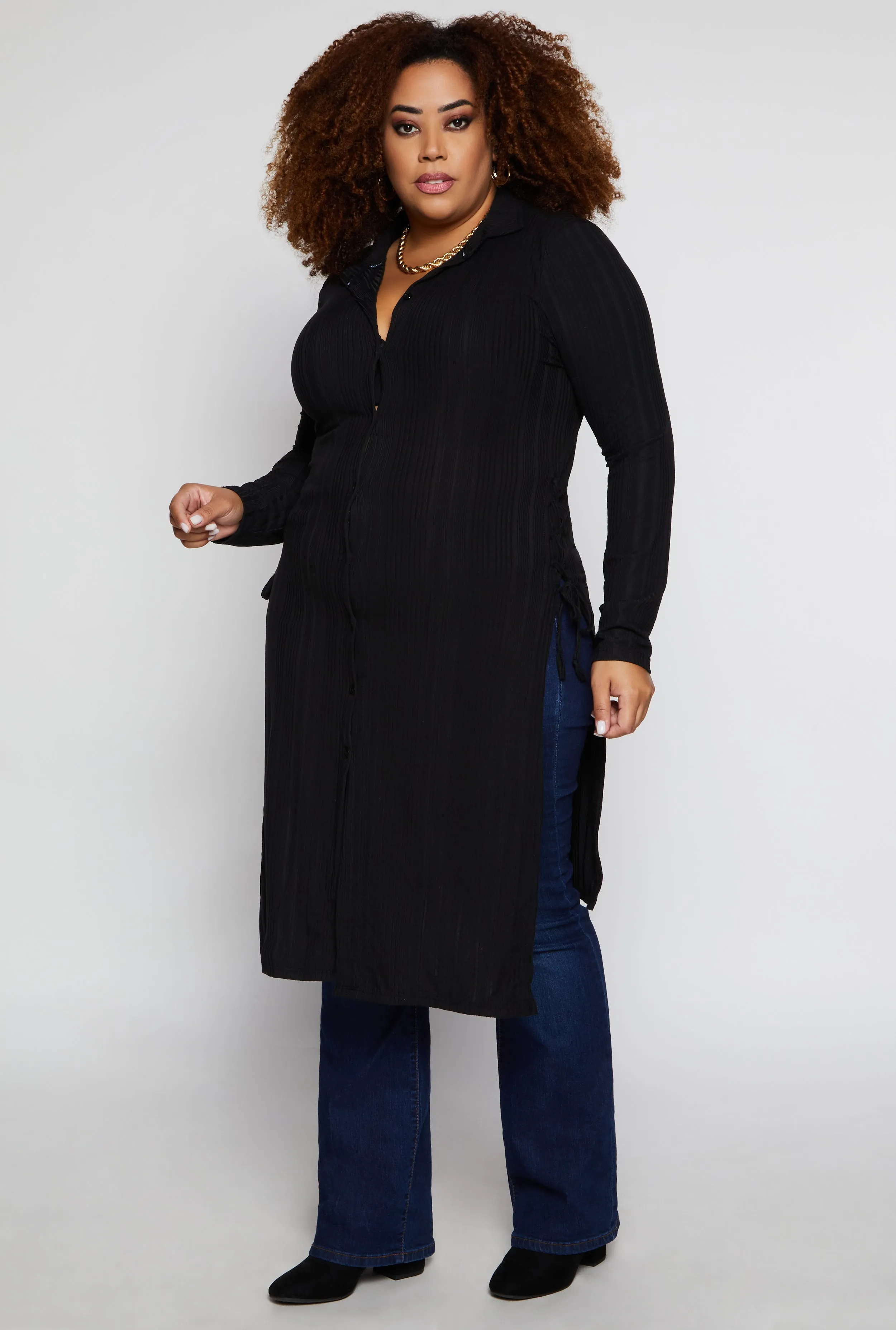 Plus Size Lace Up Side Slit Maxi Top sold by Rainbow product image thumbnail 2