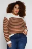 Plus Size Crew Neck Striped Sweater sold by Rainbow
