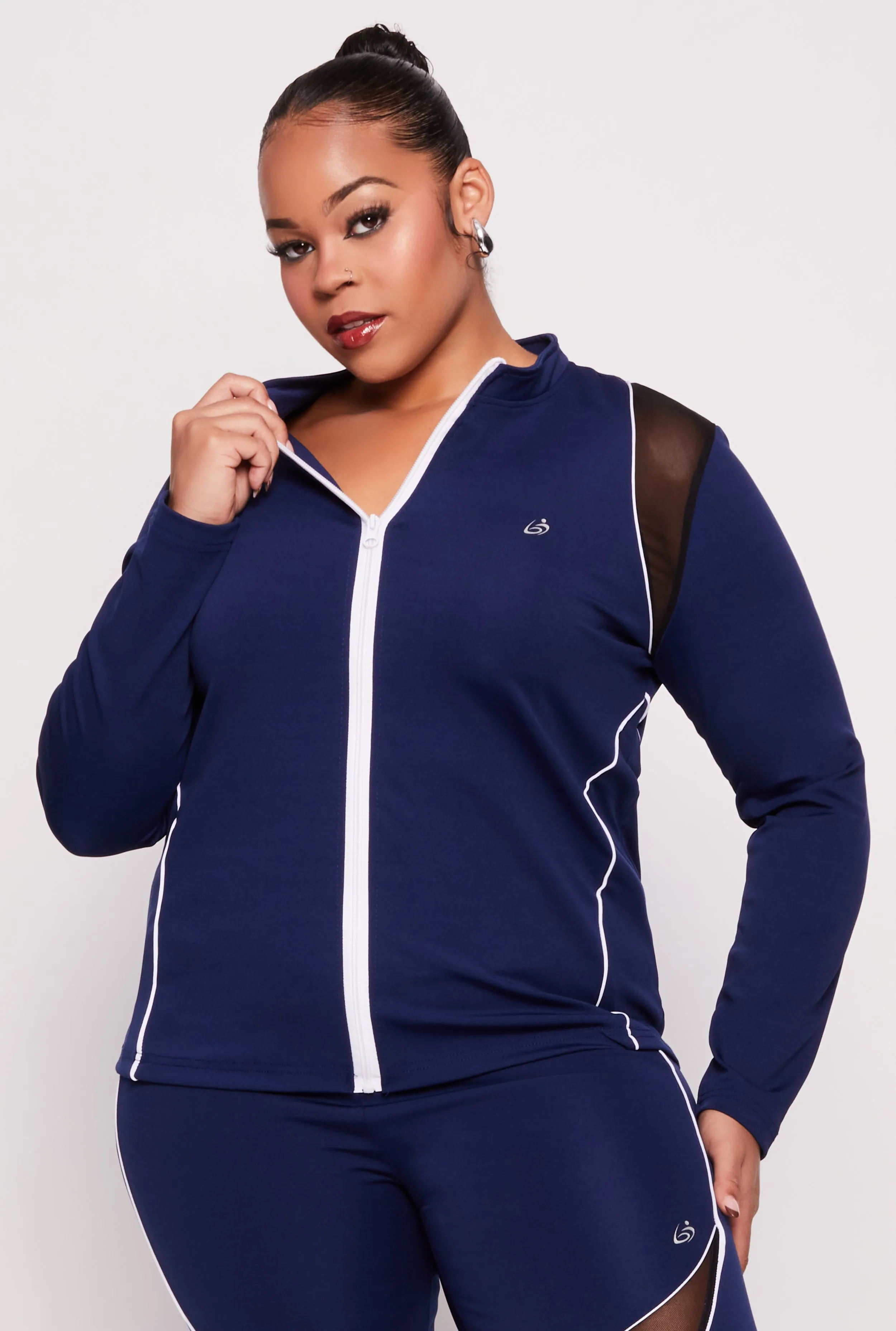 Plus Size Mesh Insert Track Jacket sold by Rainbow