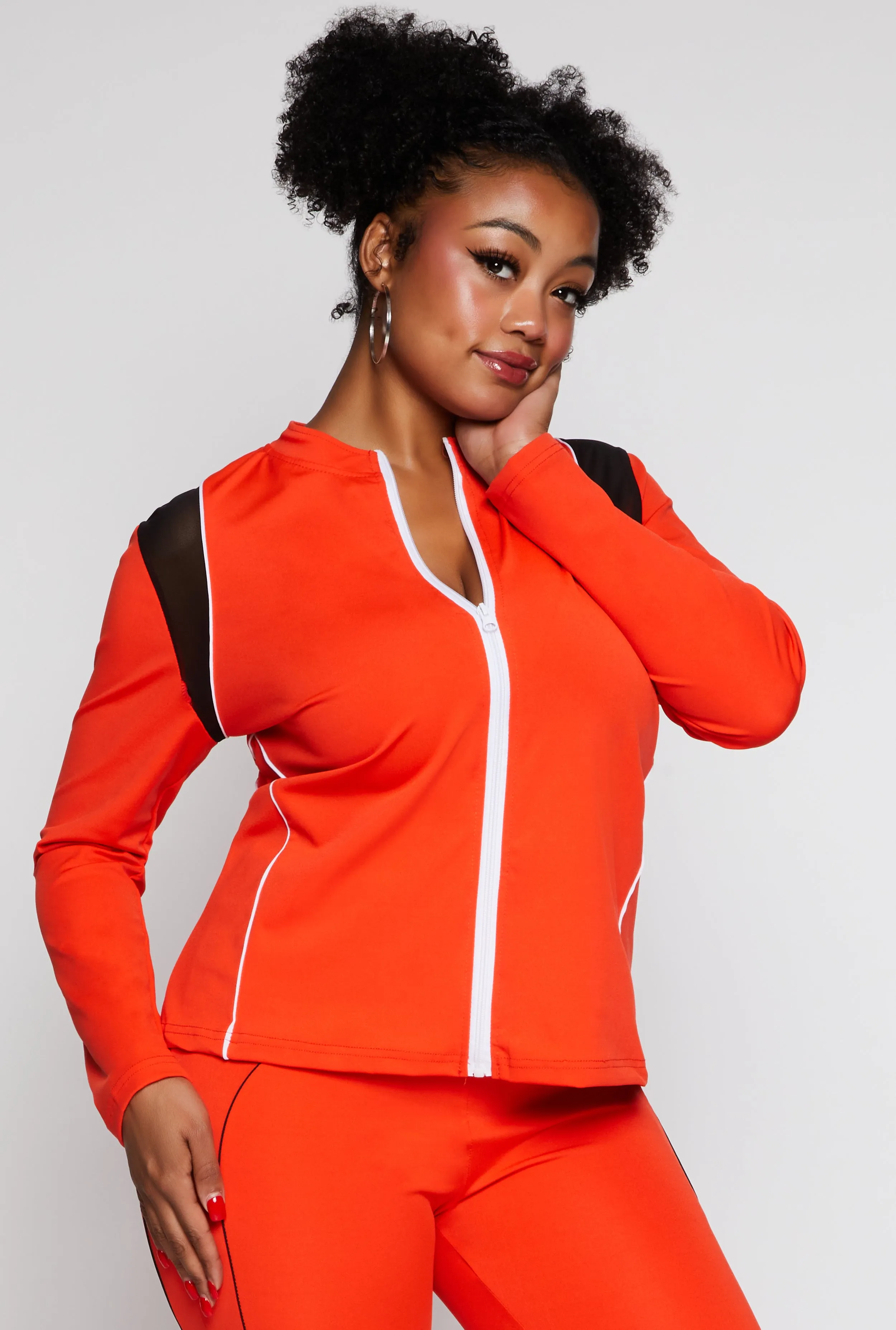 Plus Size Mesh Insert Track Jacket sold by Rainbow