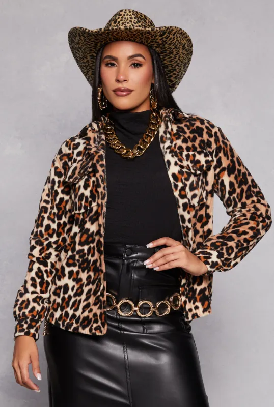 Fleece Printed Pattern Shacket made by Rainbow