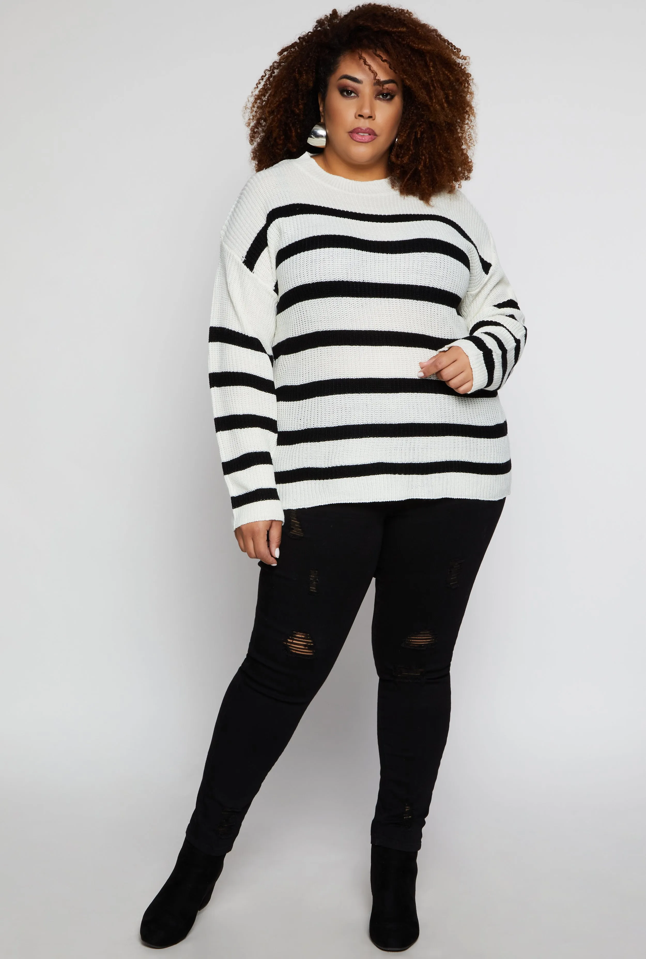 Plus Size Striped Knit Pullover Sweater sold by Rainbow product image thumbnail 2