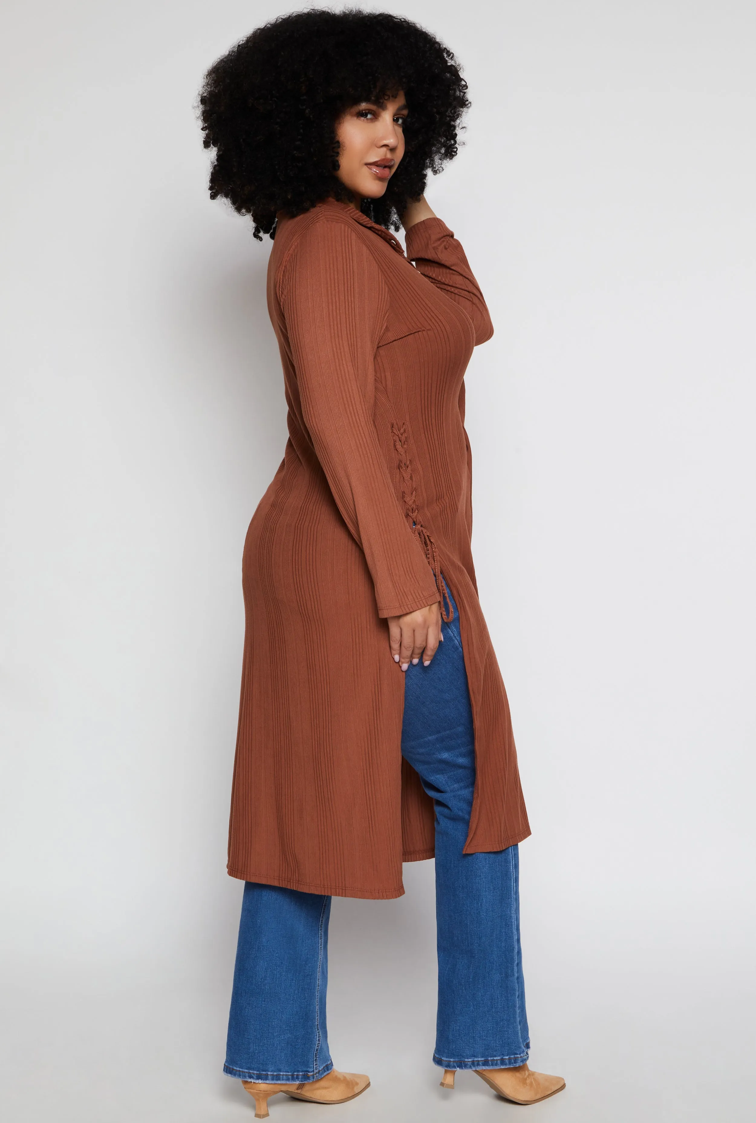 Plus Size Lace Up Side Slit Maxi Top sold by Rainbow product image thumbnail 3