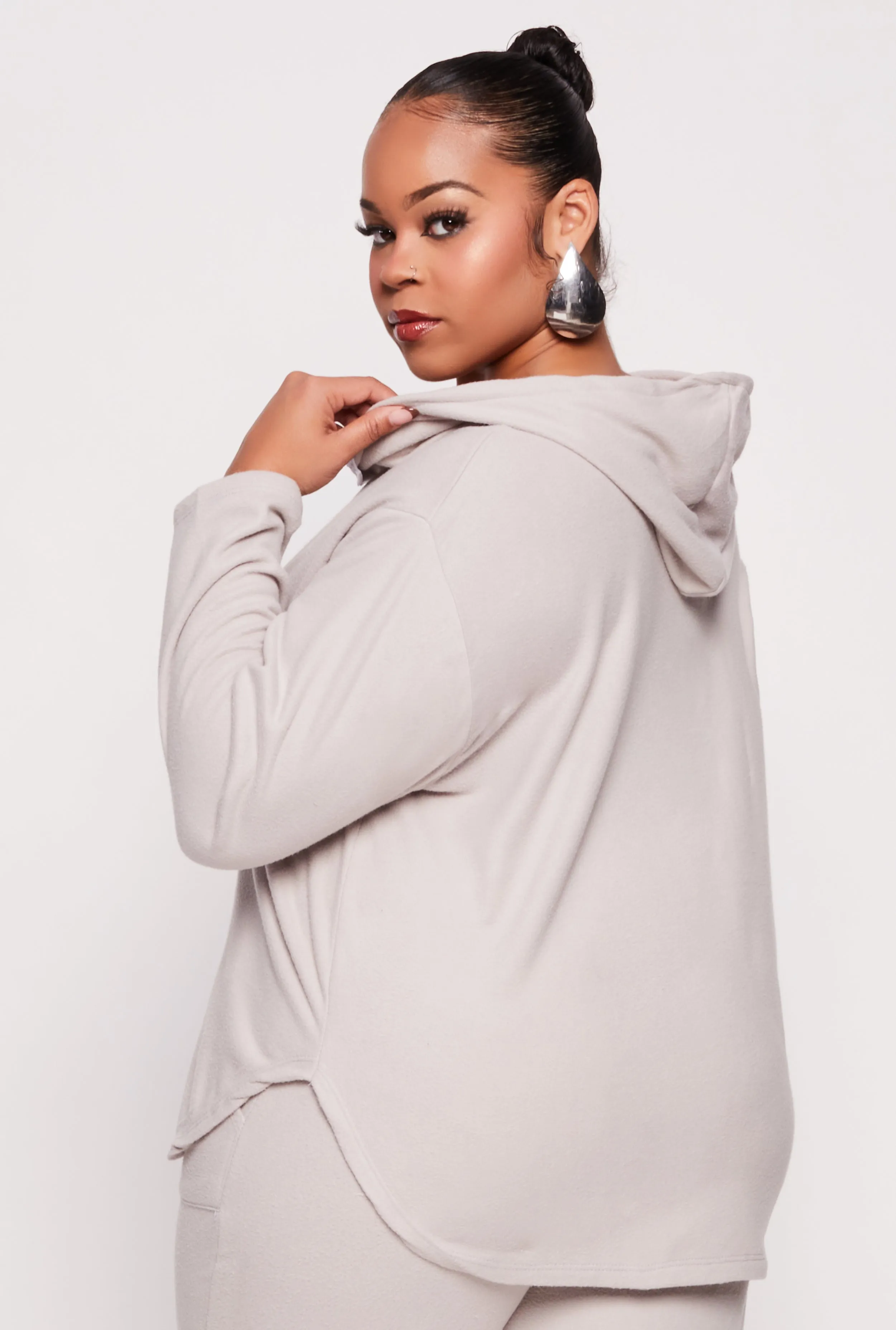 Plus Size Fleece Half Zip Hoodie sold by Rainbow product image thumbnail 3