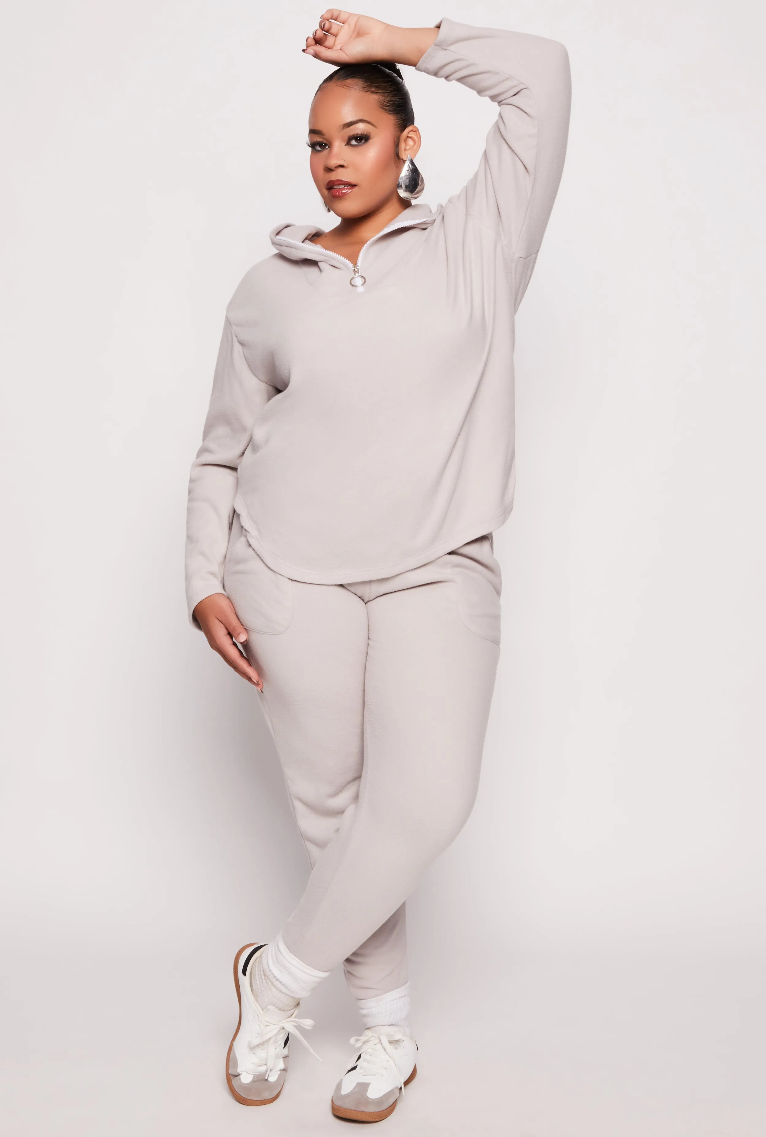 Plus Size Fleece Half Zip Hoodie sold by Rainbow product image thumbnail 2