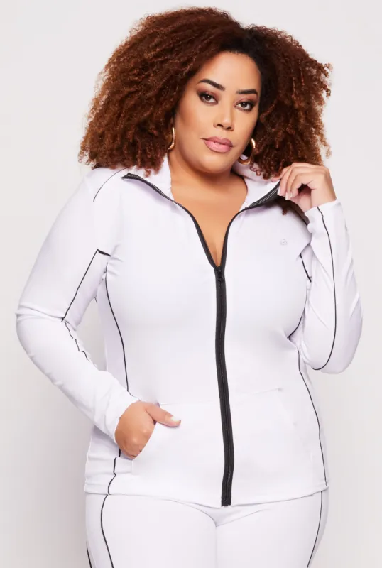 Plus Size Contrast Trim Track Jacket sold by Rainbow