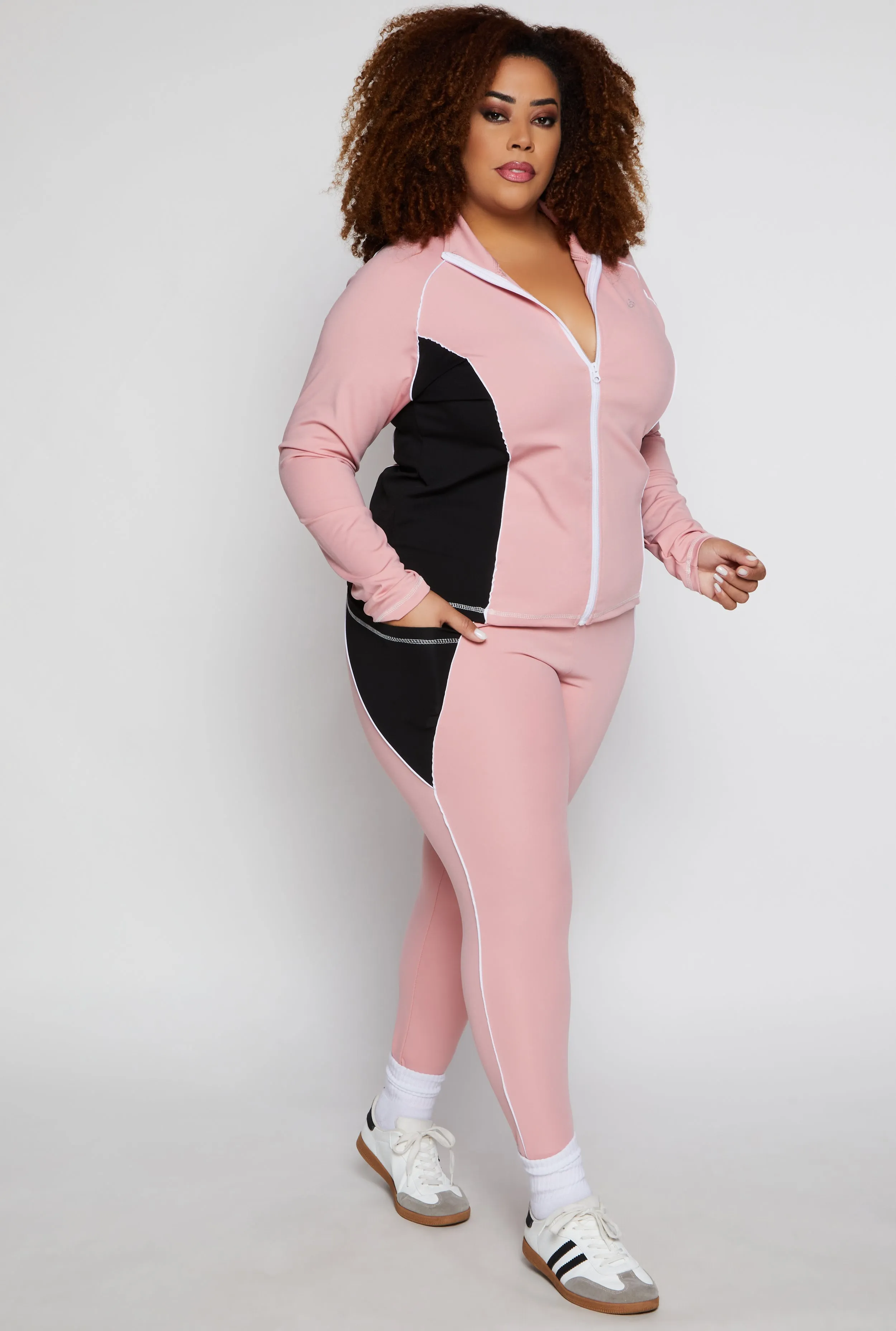 Plus Size Color Block Contrast Trim Track Jacket sold by Rainbow product image thumbnail 2
