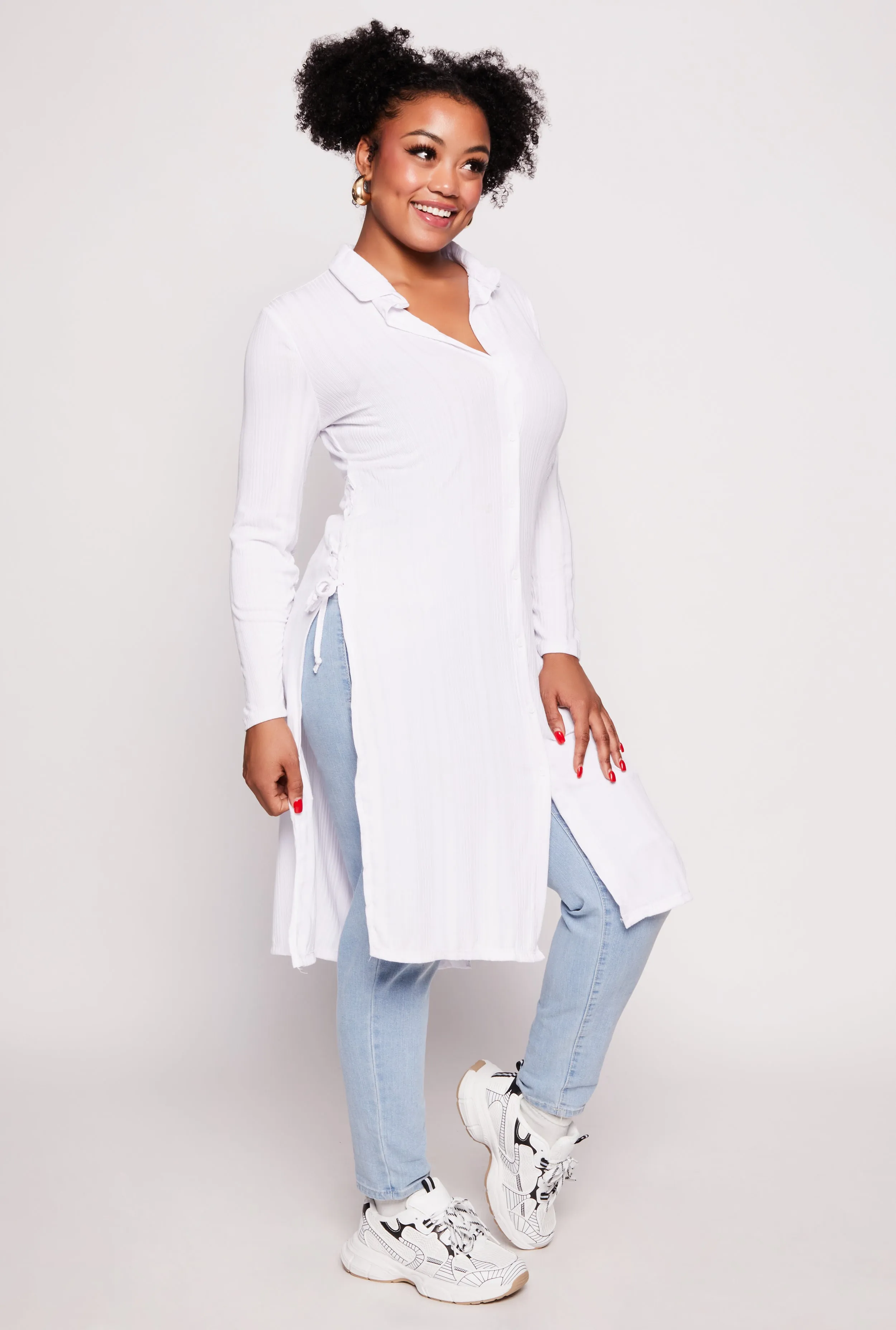 Plus Size Lace Up Side Slit Maxi Top sold by Rainbow product image thumbnail 2