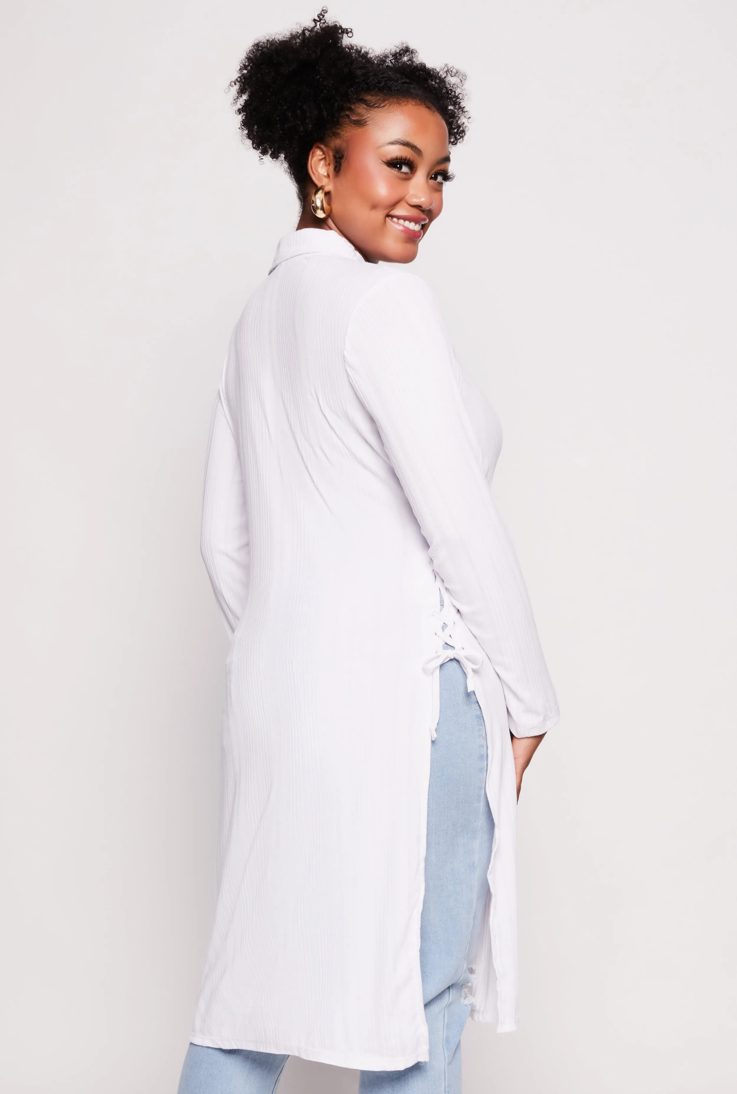 Plus Size Lace Up Side Slit Maxi Top sold by Rainbow product image thumbnail 3