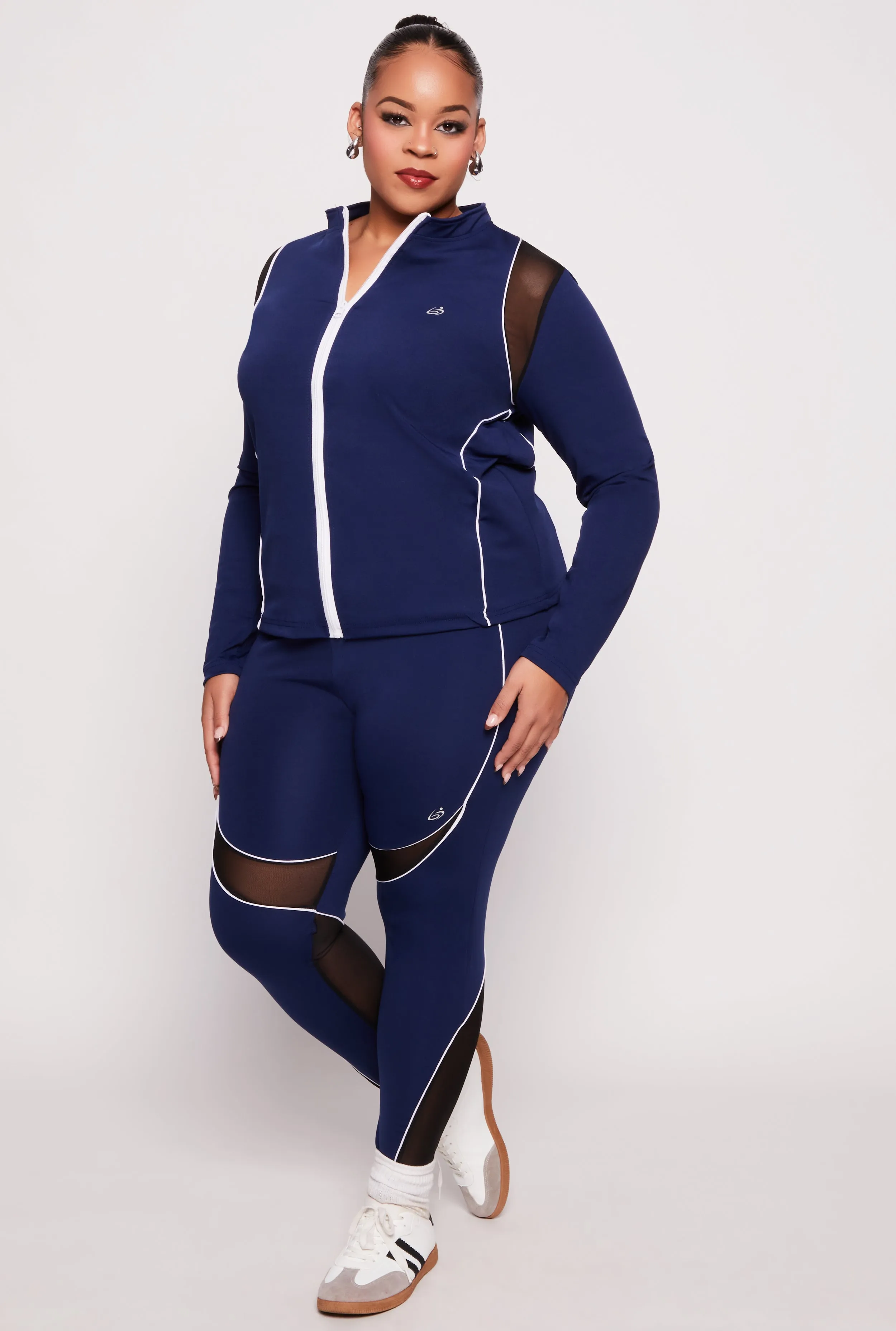 Plus Size Mesh Insert Active Leggings sold by Rainbow