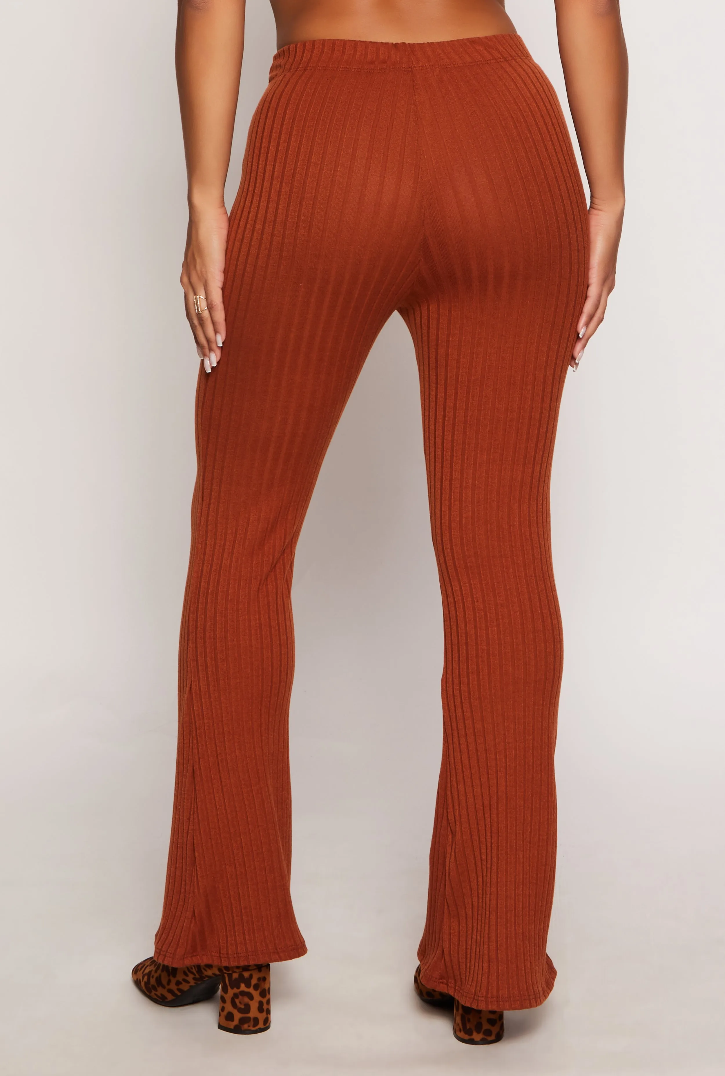 Ribbed Knit High Waist Flare Pants sold by Rainbow product image thumbnail 3