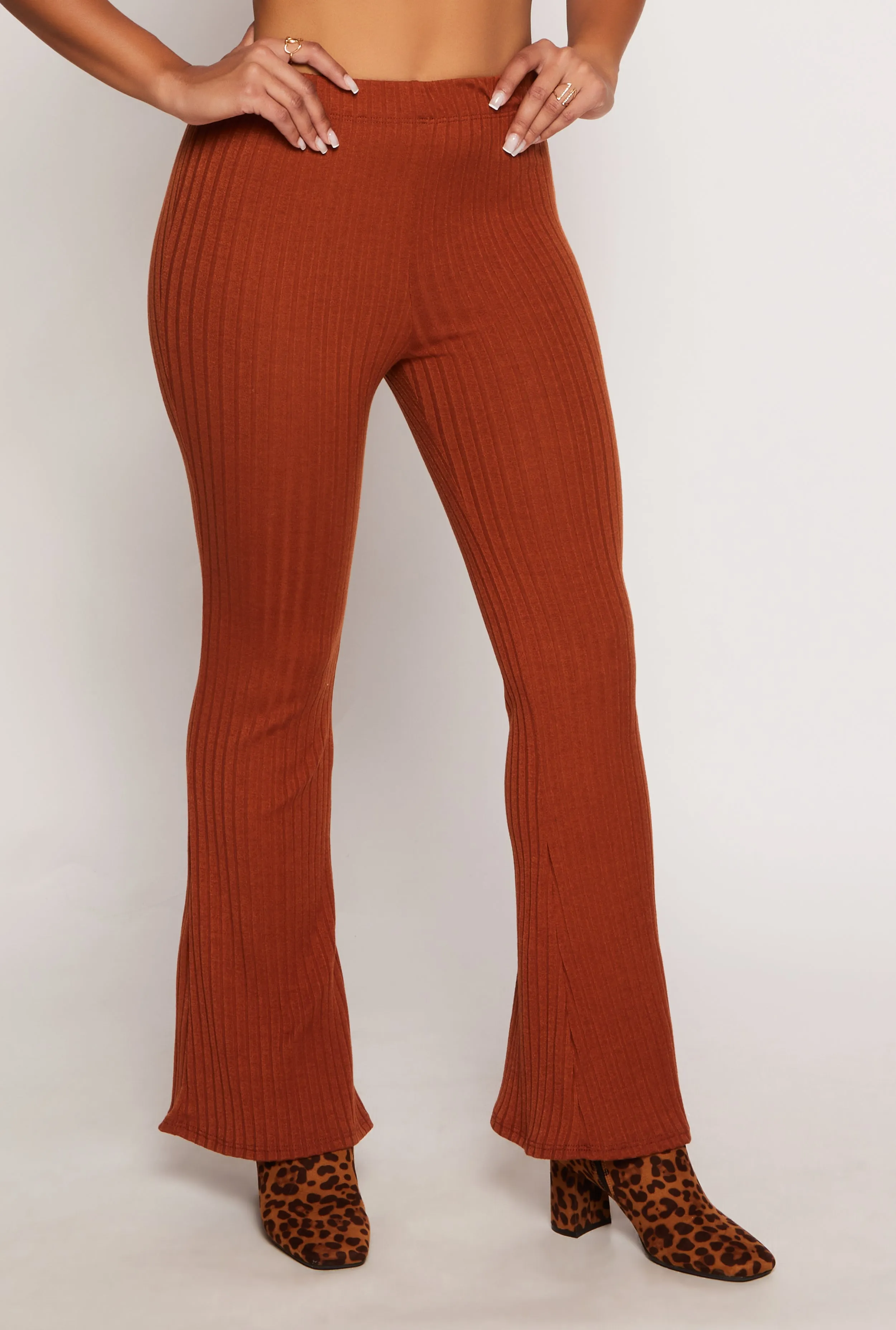 Ribbed Knit High Waist Flare Pants sold by Rainbow product image thumbnail 2