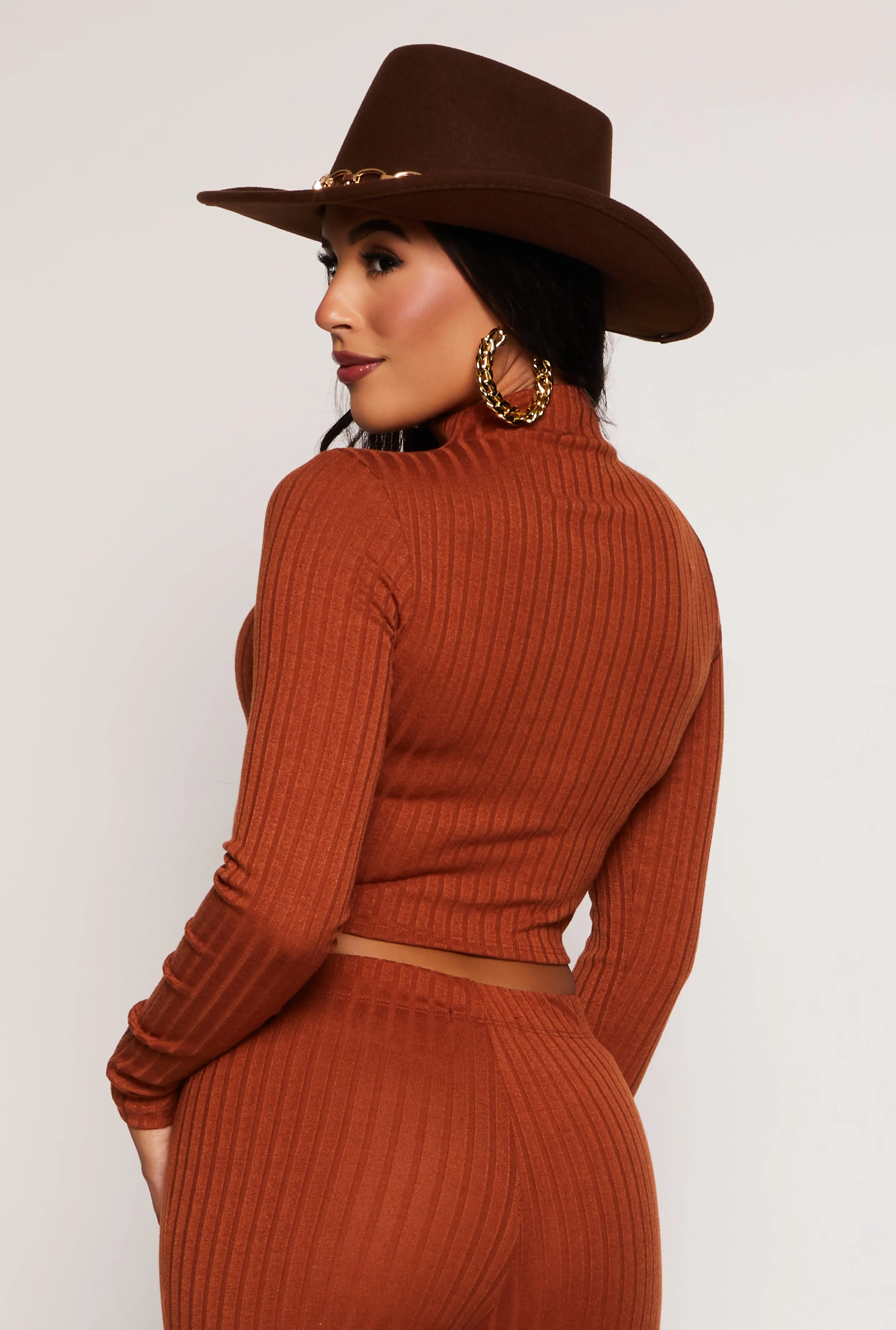 Ribbed Knit Mock Neck Crop Top sold by Rainbow product image thumbnail 3