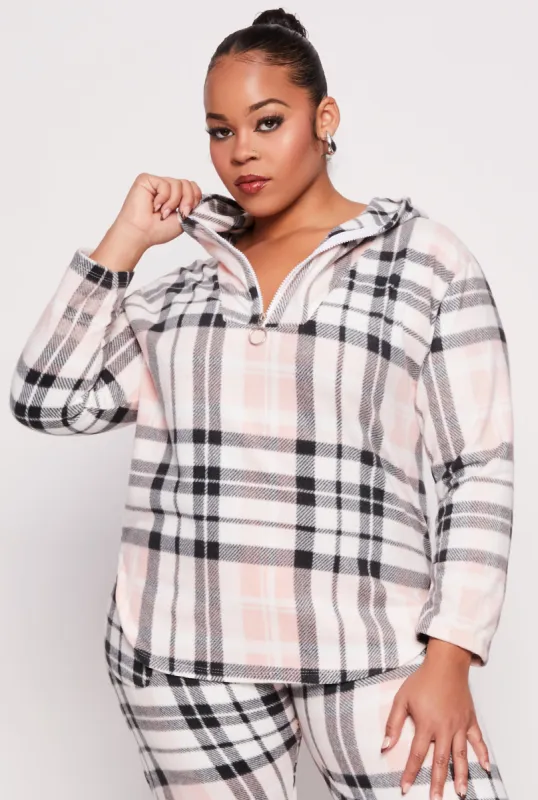 Plus Size Fleece Half Zip Hoodie sold by Rainbow