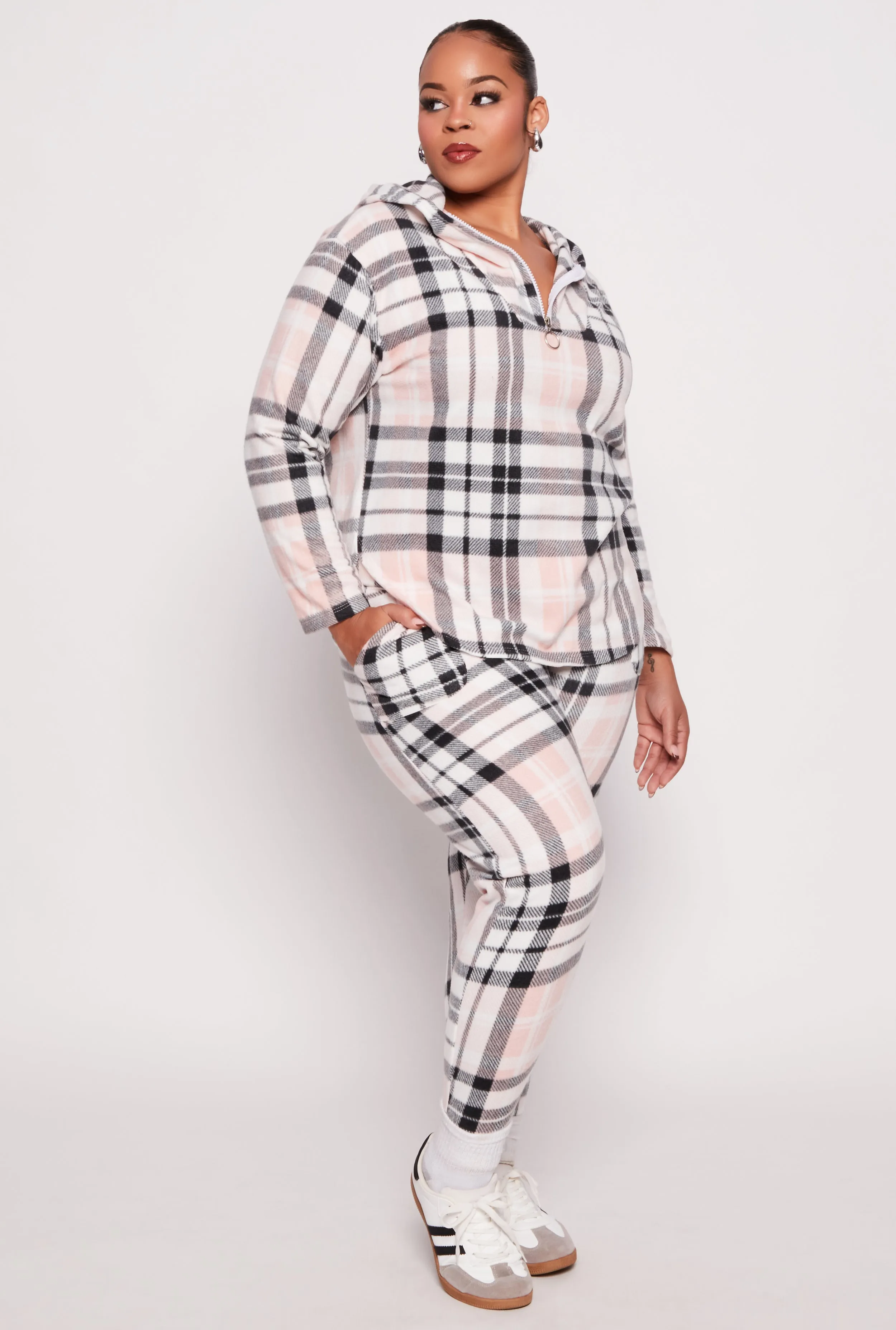 Plus Size Fleece Half Zip Hoodie sold by Rainbow product image thumbnail 2