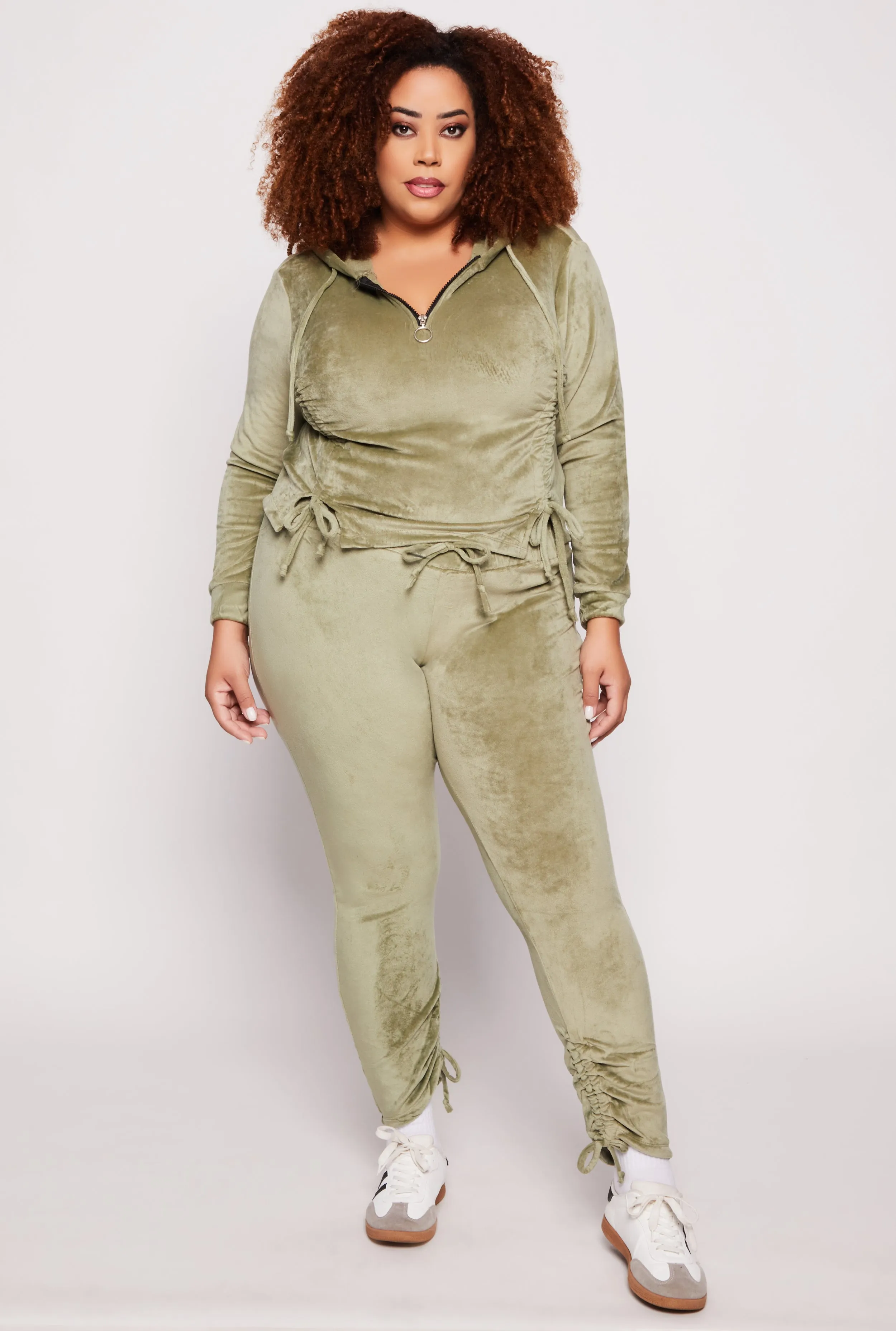 Plus Size Velour Ruched Leg Sweatpants sold by Rainbow