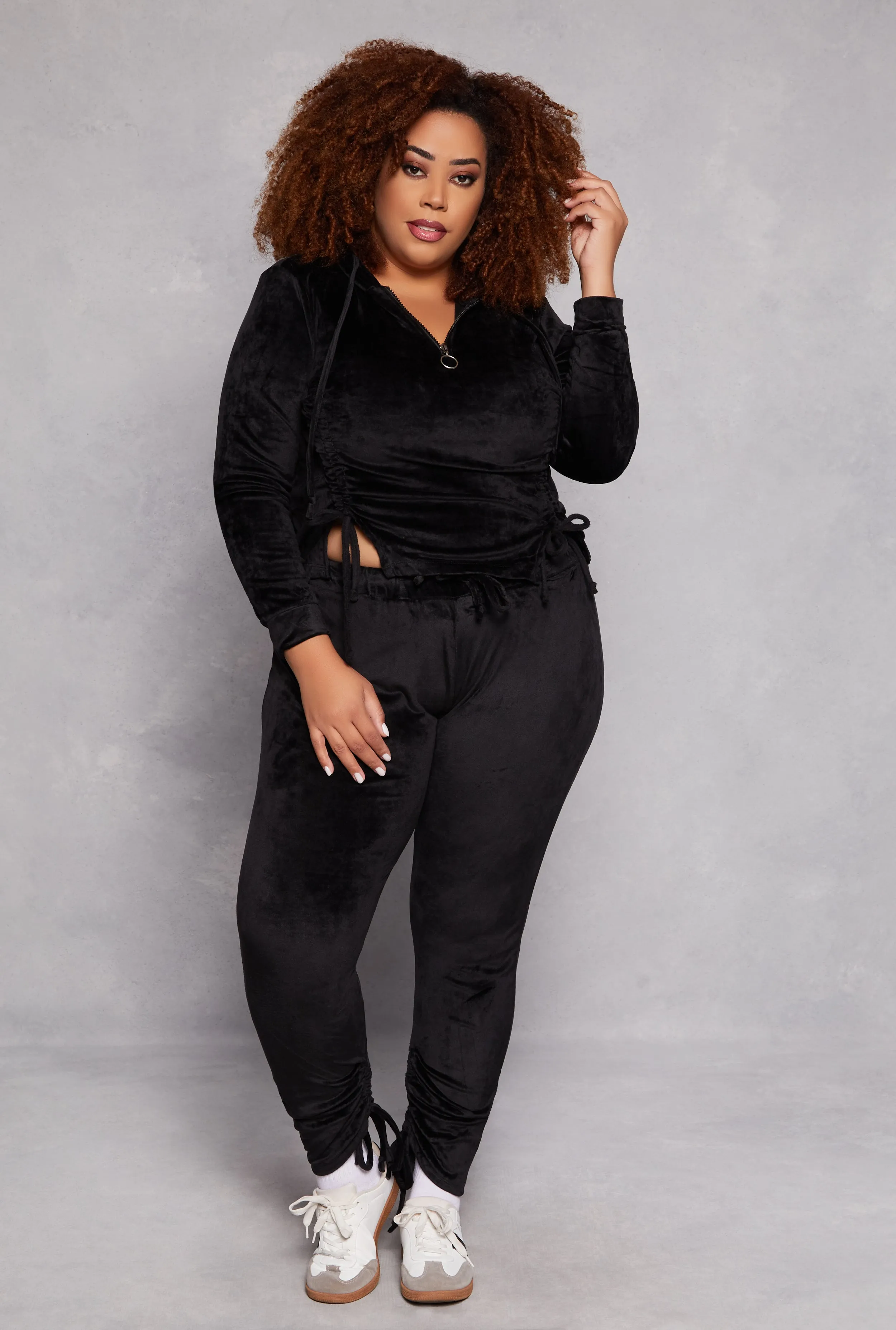Plus Size Velour Ruched Leg Sweatpants sold by Rainbow