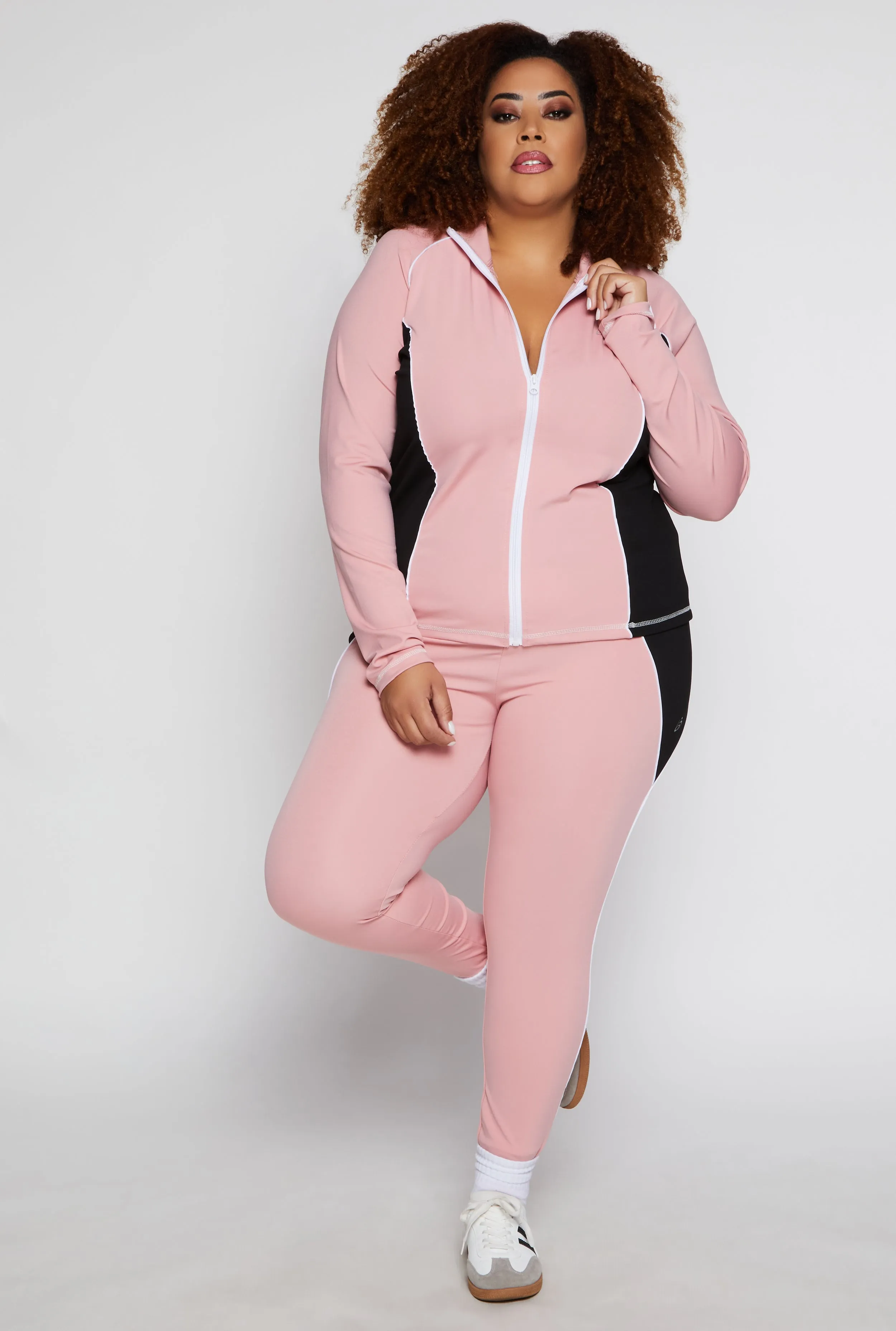 Plus Size Color Block Contrast Trim Active Leggings sold by Rainbow