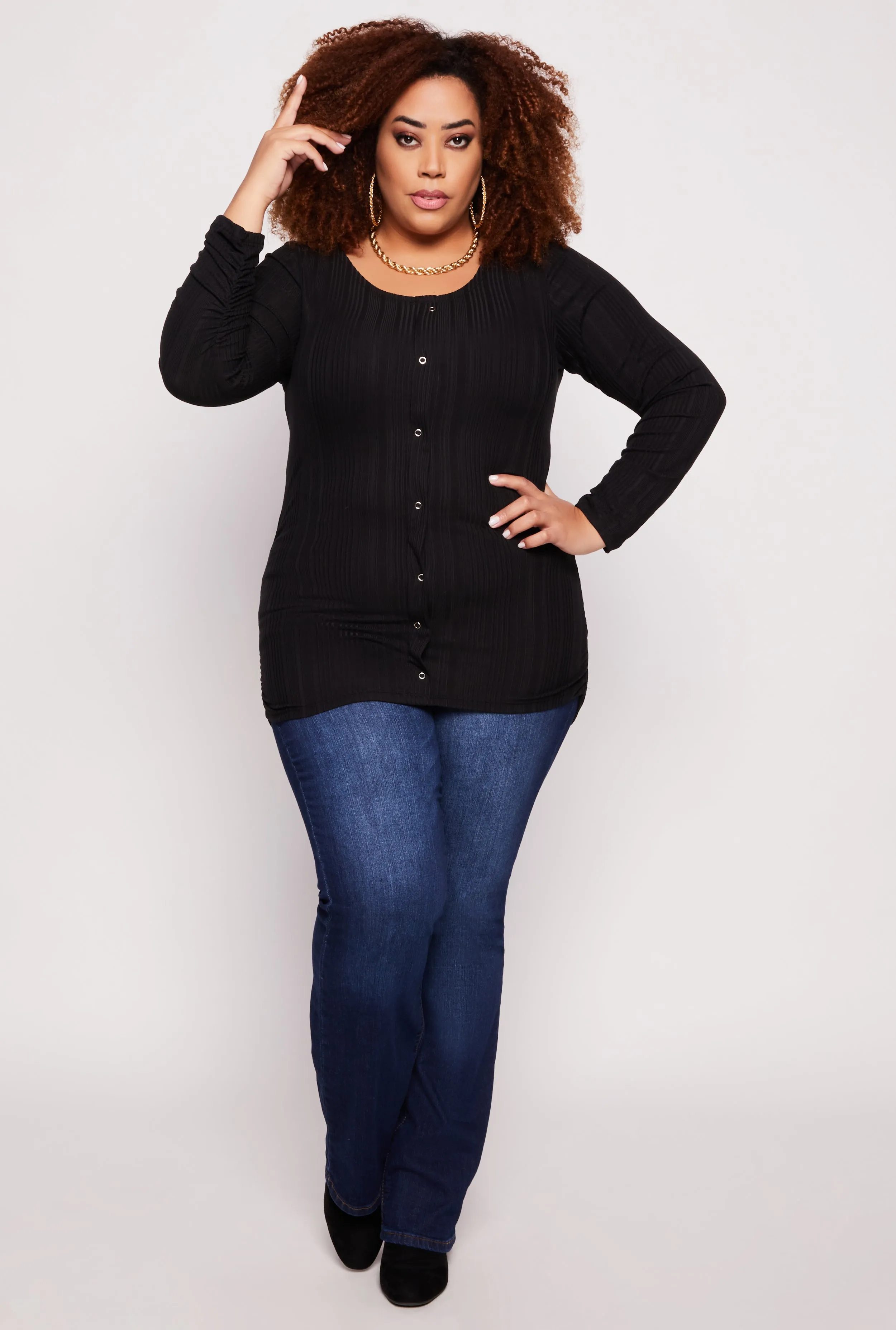 Plus Size Shadow Stripe Ruched Blouse sold by Rainbow product image thumbnail 2