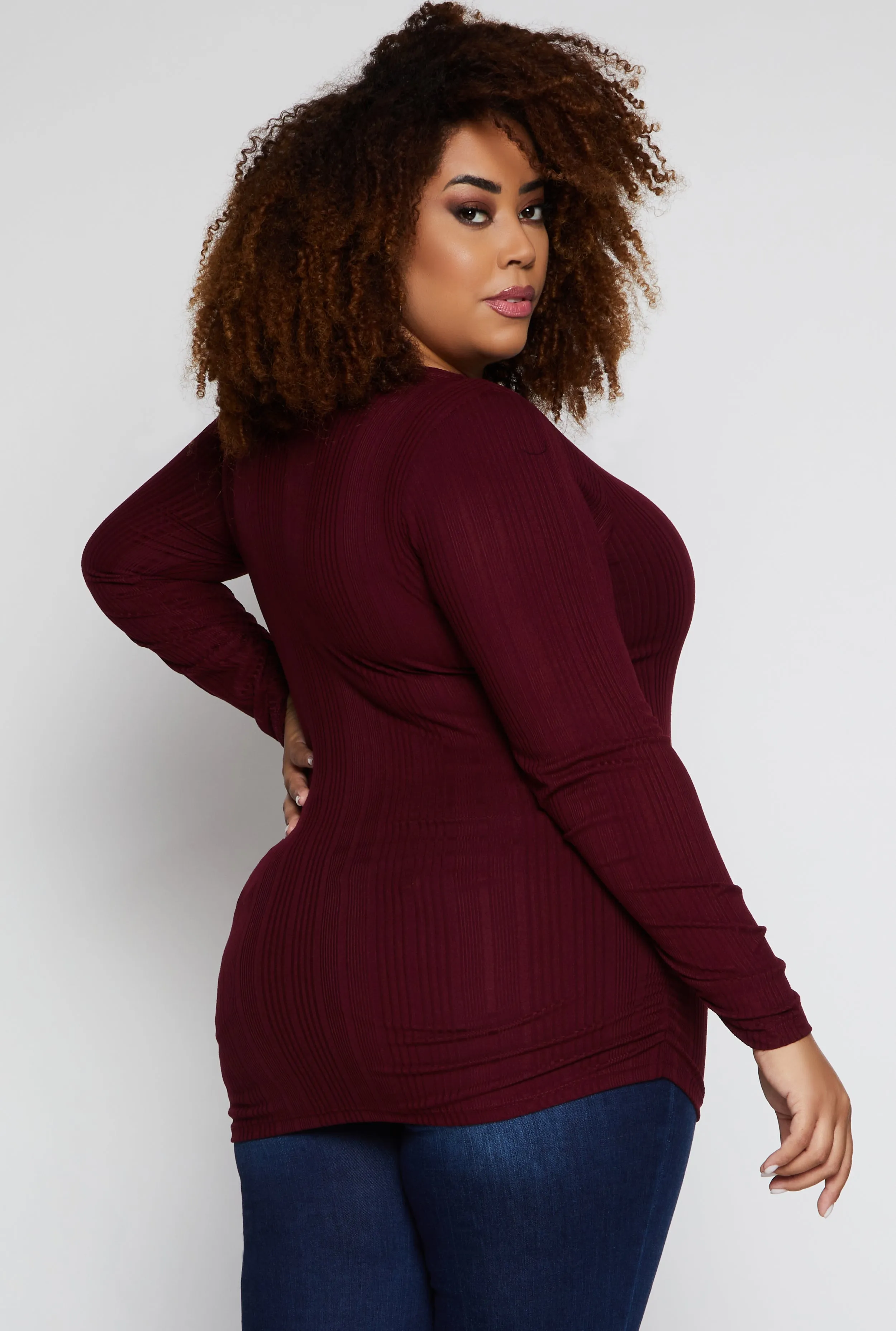 Plus Size Shadow Stripe Ruched Blouse sold by Rainbow product image thumbnail 3