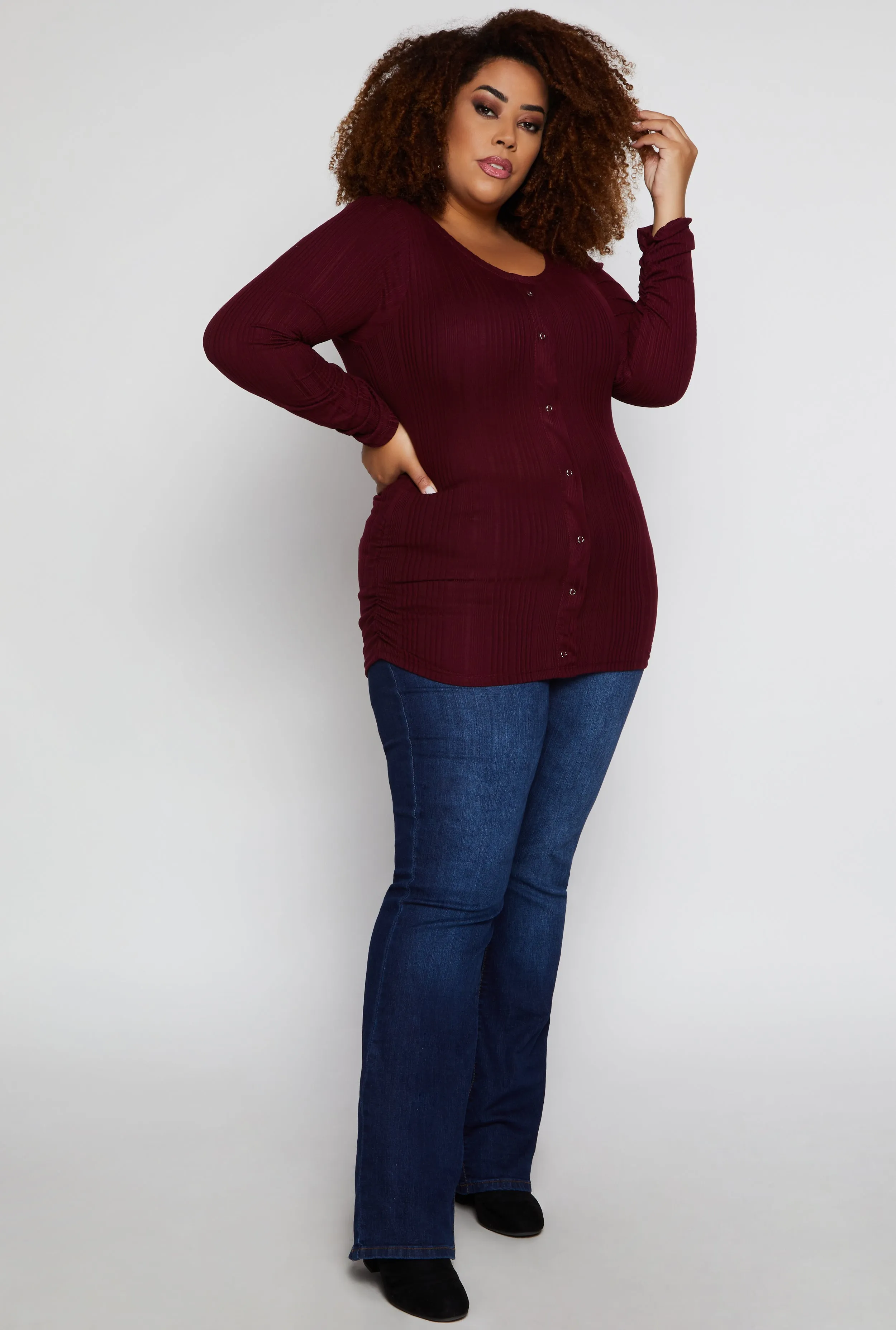 Plus Size Shadow Stripe Ruched Blouse sold by Rainbow product image thumbnail 2