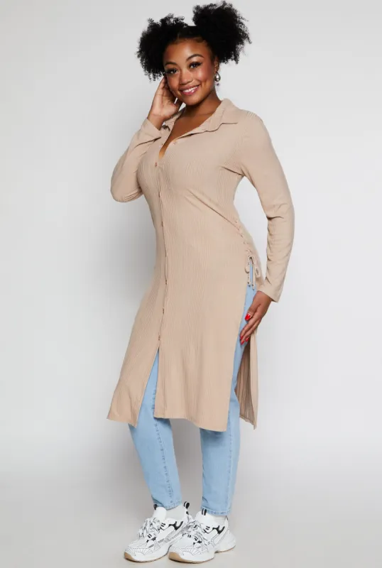 Plus Size Lace Up Side Slit Maxi Top sold by Rainbow