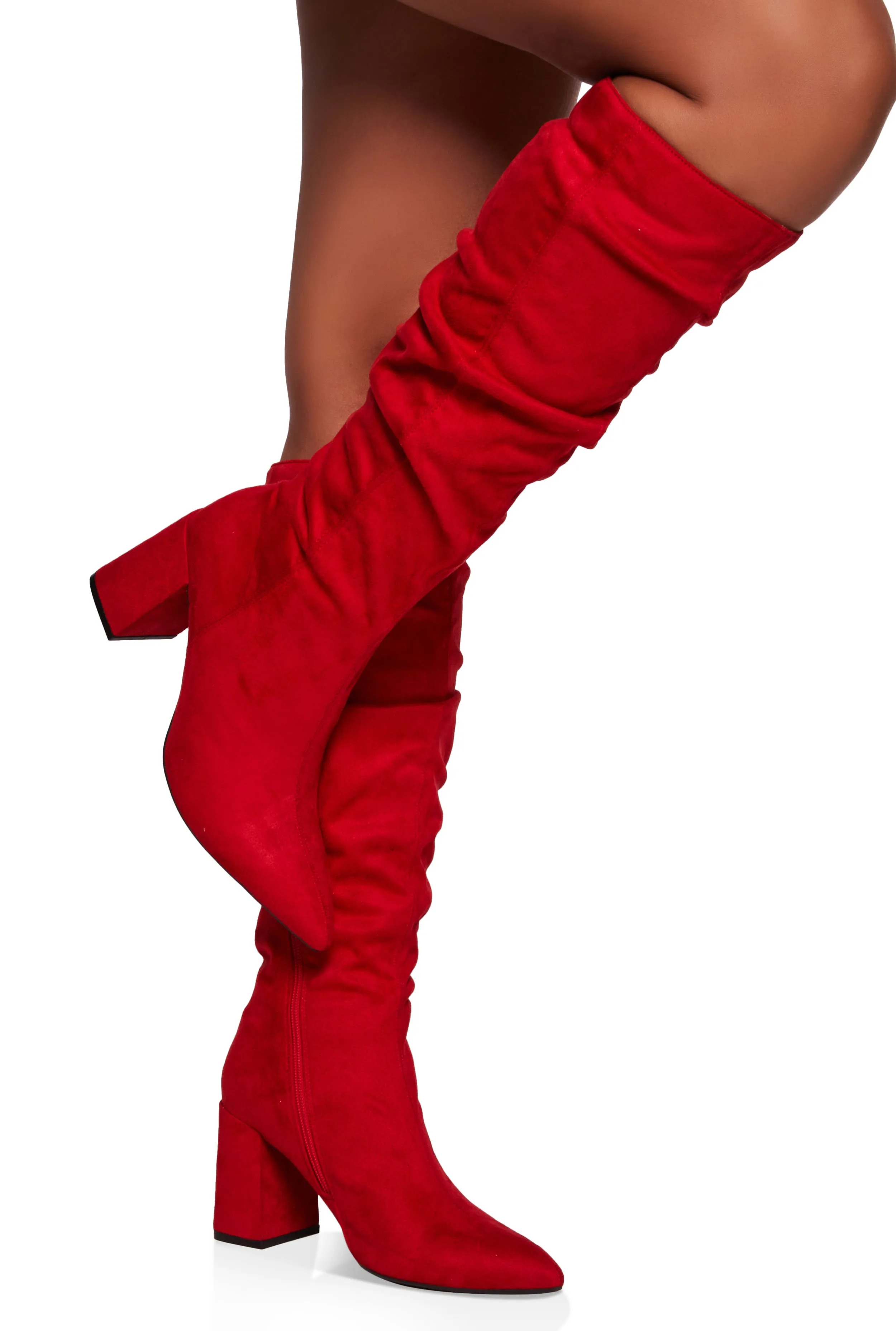 Block Heel Slouch Knee High Boots sold by Rainbow