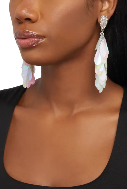 Rhinestone Sequin Drop Earrings sold by Rainbow