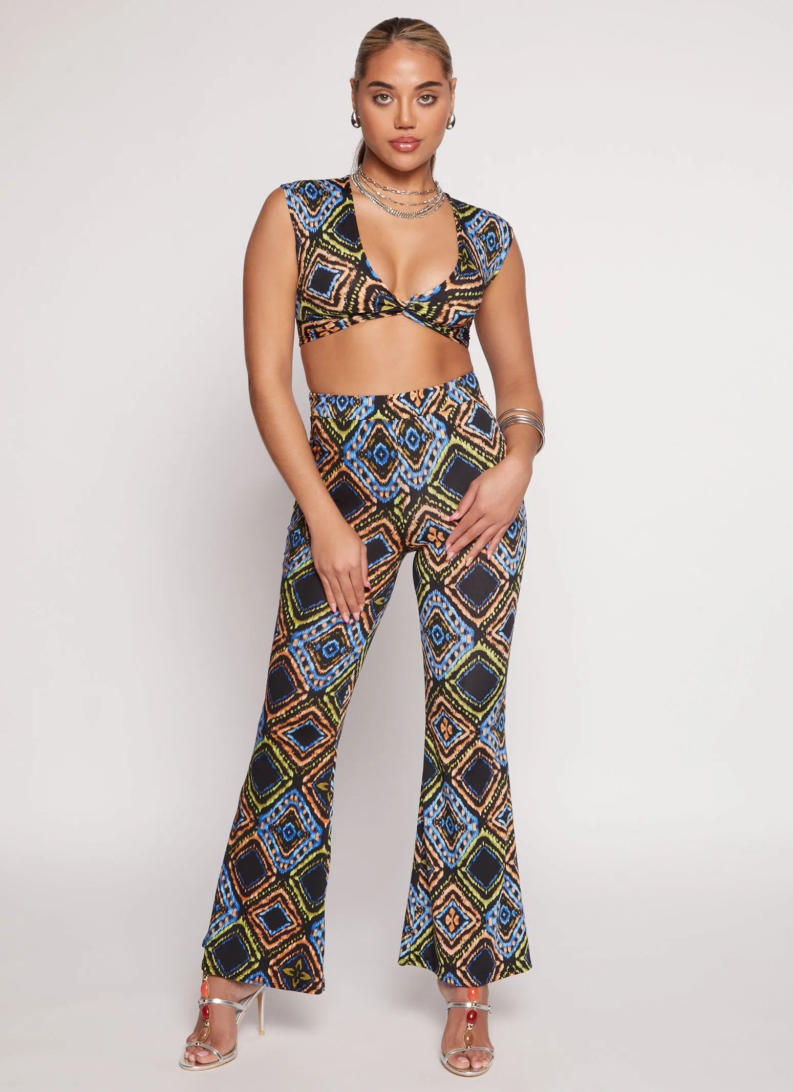 Aztec Print Twist Front Crop Top sold by Rainbow product image thumbnail 2
