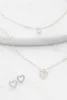 Heart Charm Layered Necklace and Stud Earrings Set sold by Rainbow