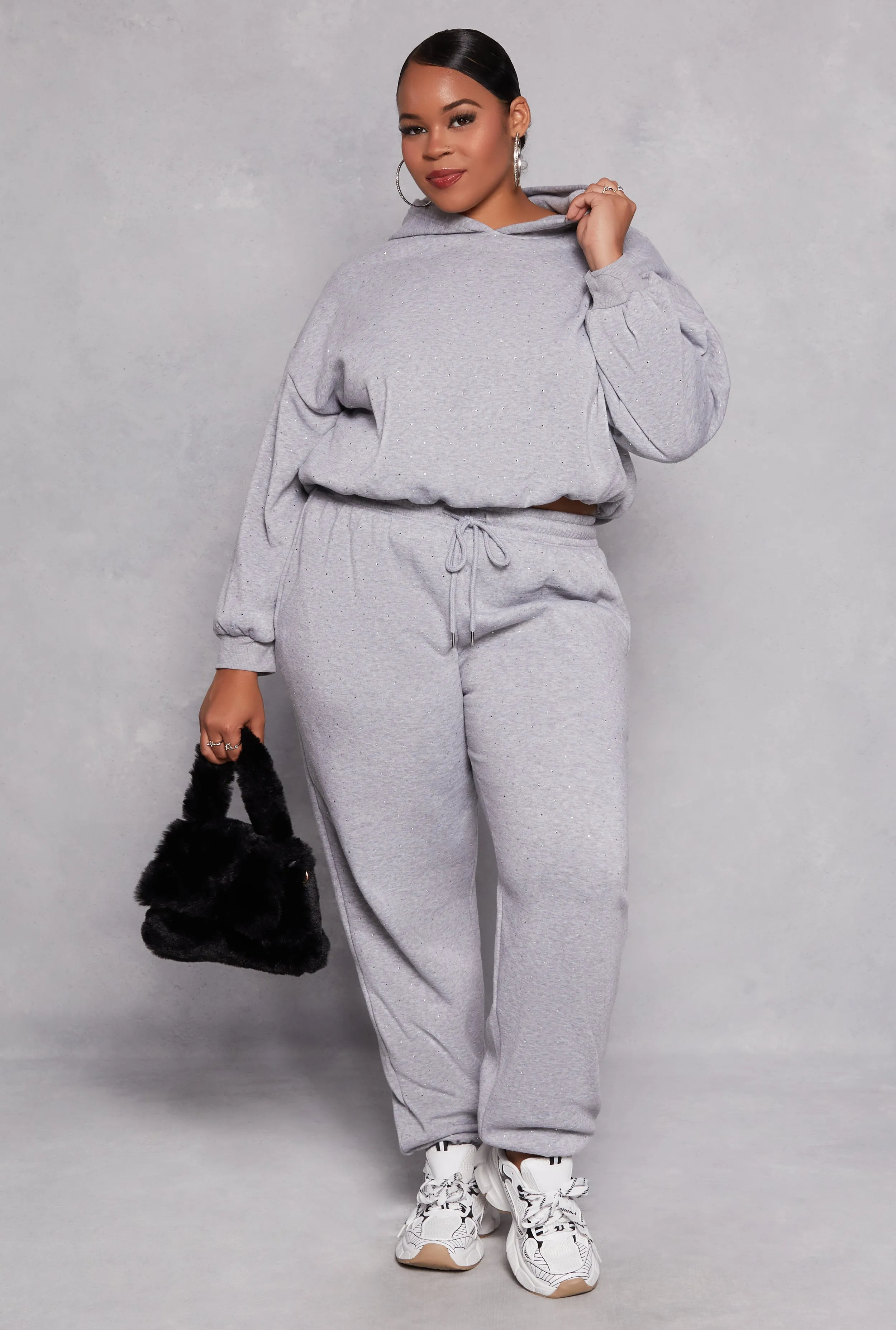 Plus Size Almost Famous Rhinestone Sweatpants sold by Rainbow