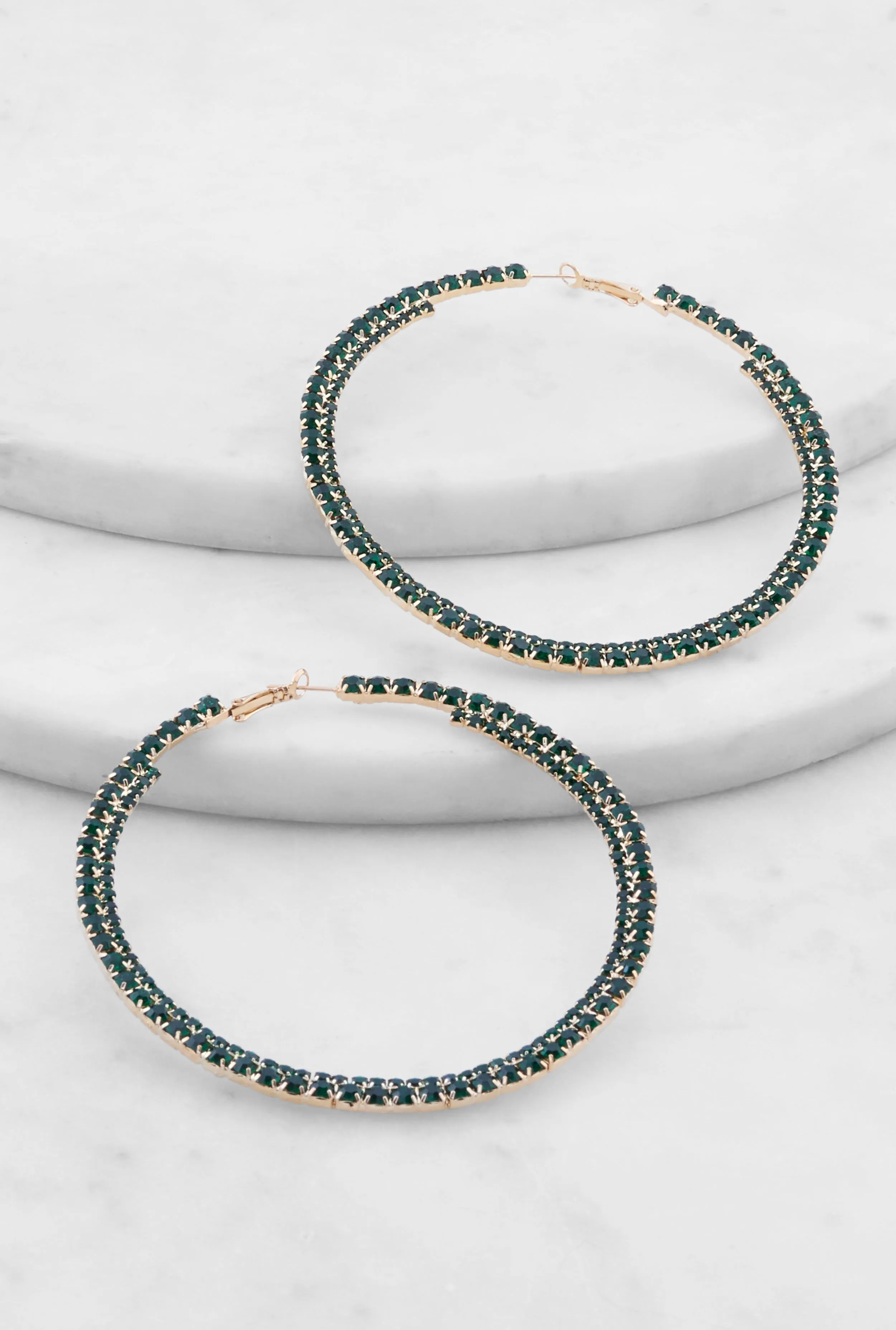Rhinestone Embellished Hoop Earrings sold by Rainbow product image thumbnail 2