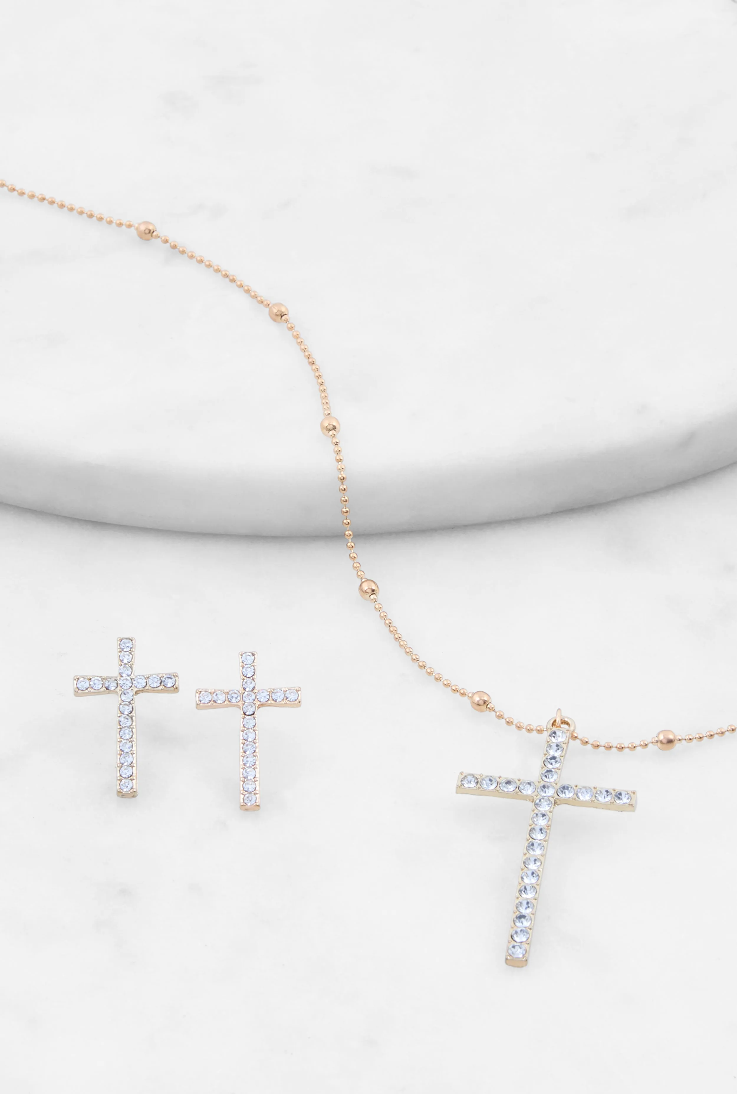 Cross Charm Necklace and Stud Earrings sold by Rainbow product image thumbnail 2
