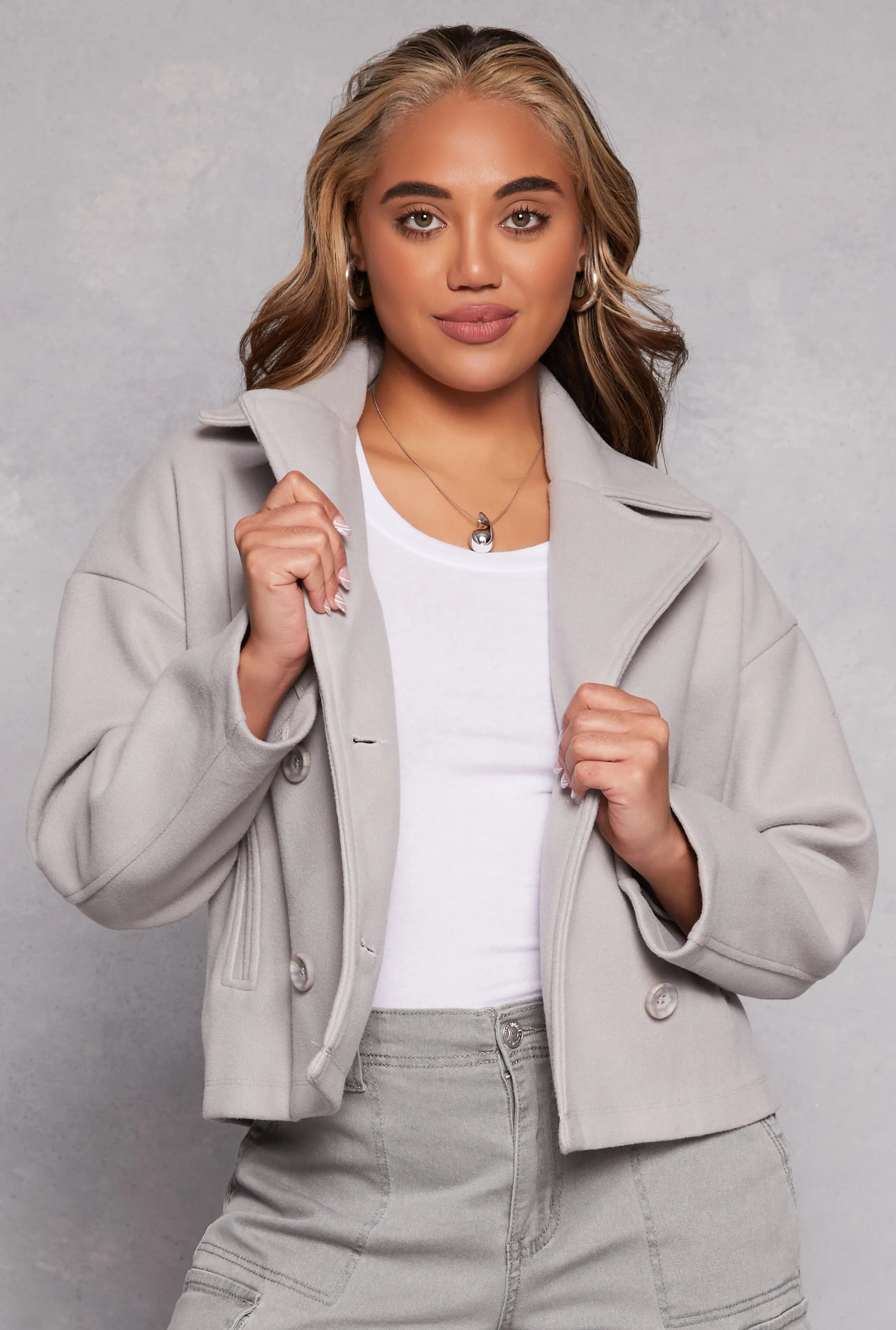 Haute Monde Double Breasted Peacoat sold by Rainbow