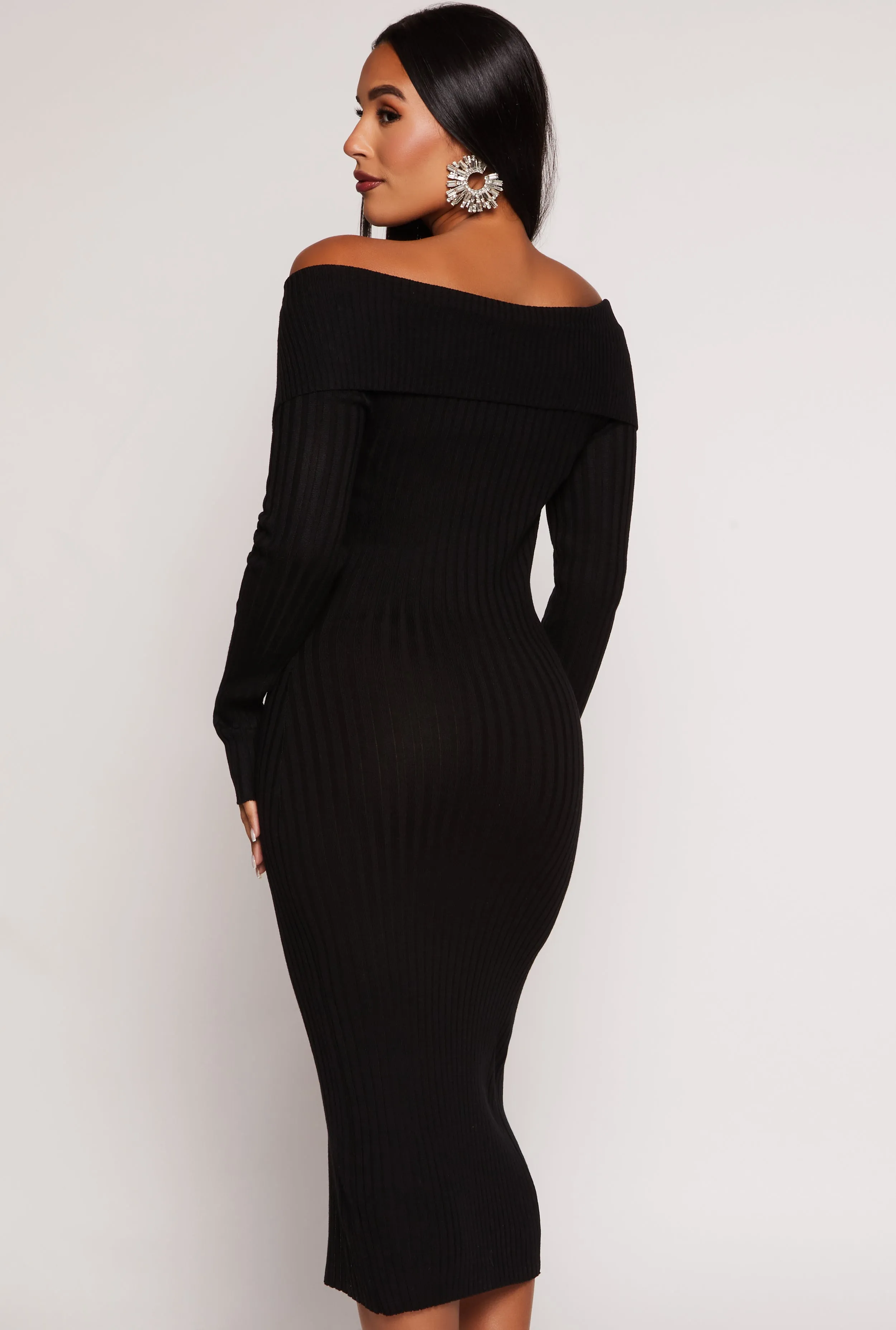 Almost Famous Zip Off the Shoulder Sweater Dress sold by Rainbow product image thumbnail 3