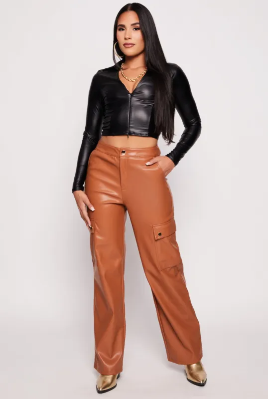 Haute Monde Faux Leather Cargo Pants sold by Rainbow