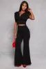 Crepe Knit High Waist Flare Pants sold by Rainbow
